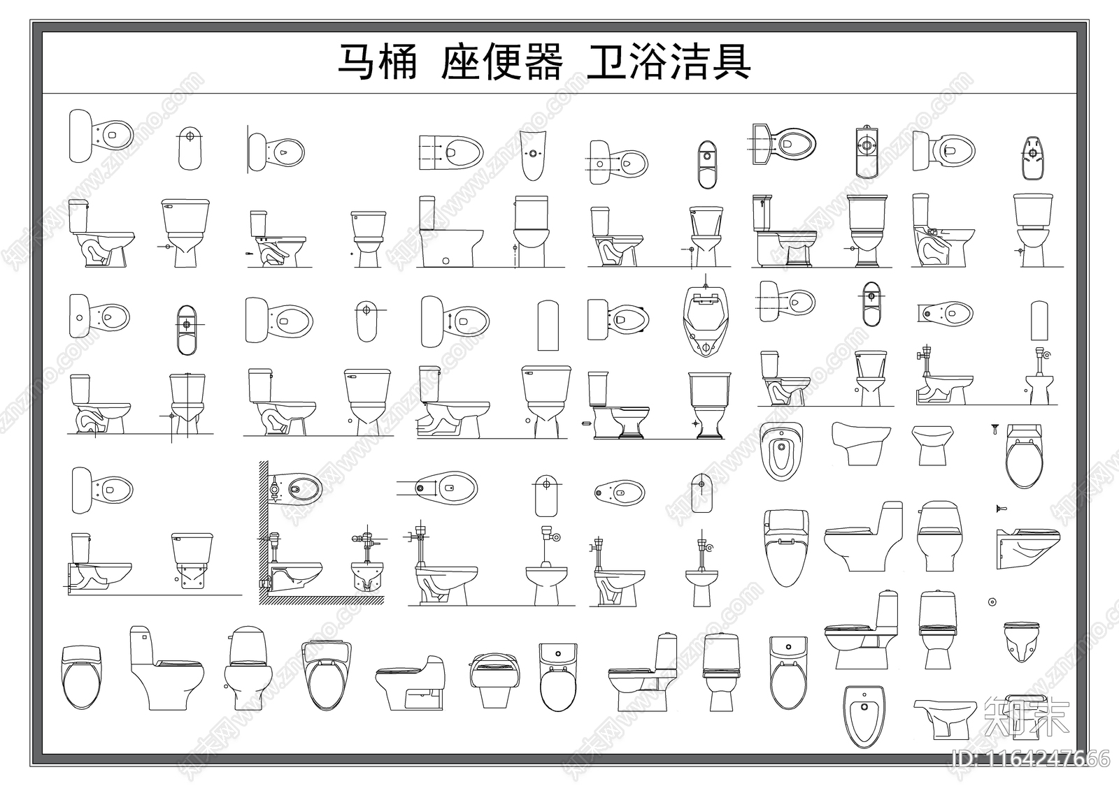 现代卫浴设施cad施工图下载【ID:1164247666】