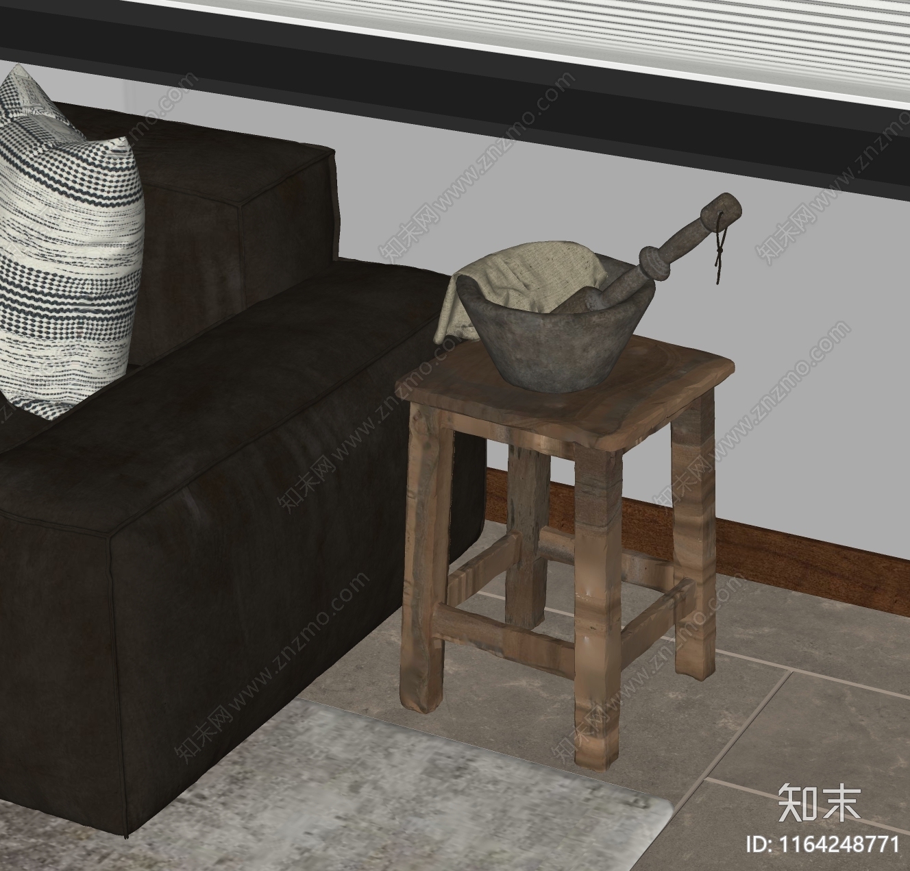 复古原木边几SU模型下载【ID:1164248771】