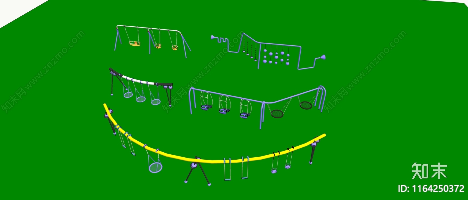 现代新中式秋千SU模型下载【ID:1164250372】