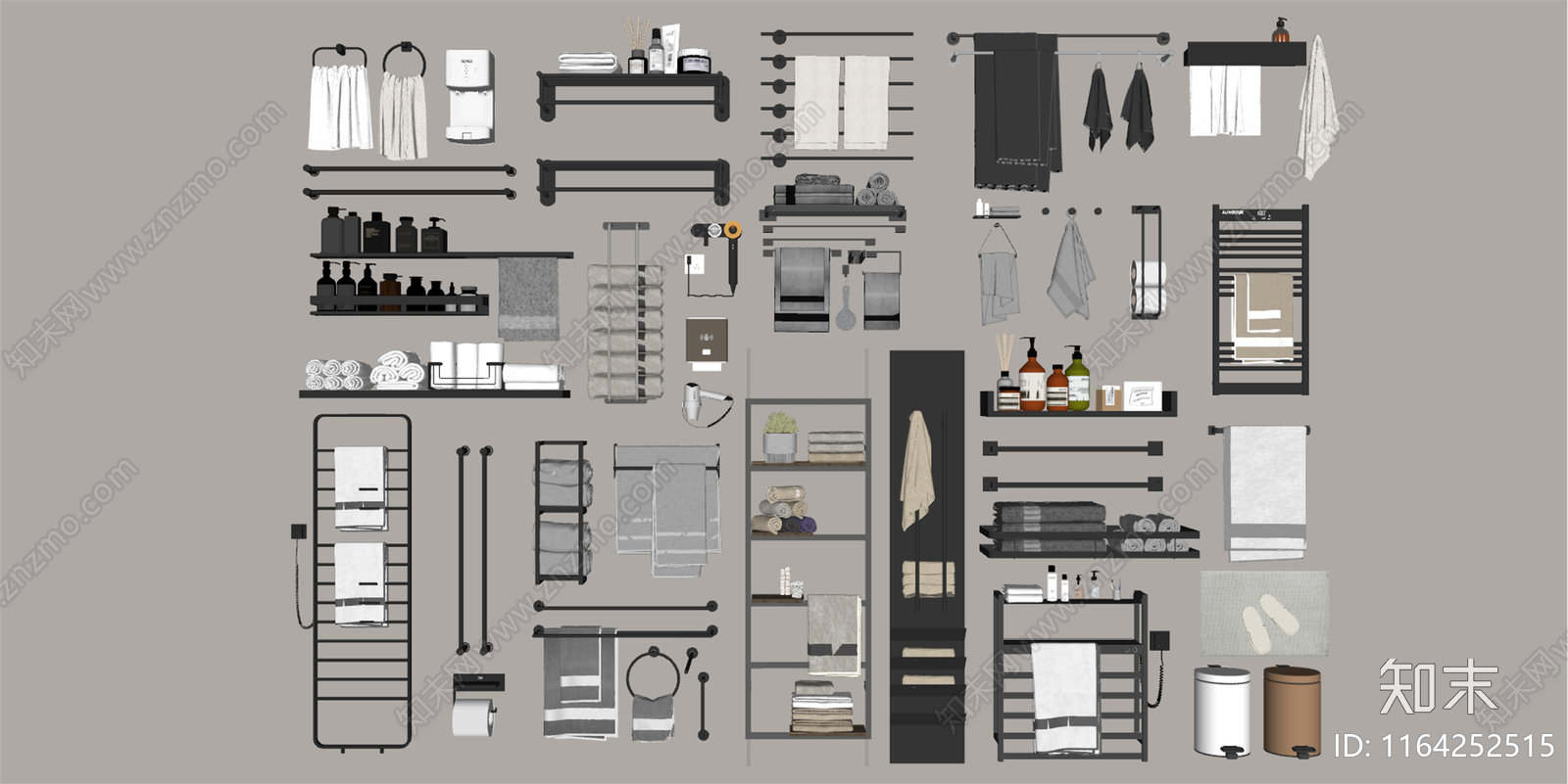 毛巾架SU模型下载【ID:1164252515】