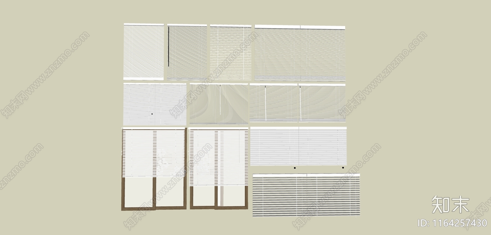 现代新中式百叶窗SU模型下载【ID:1164257430】