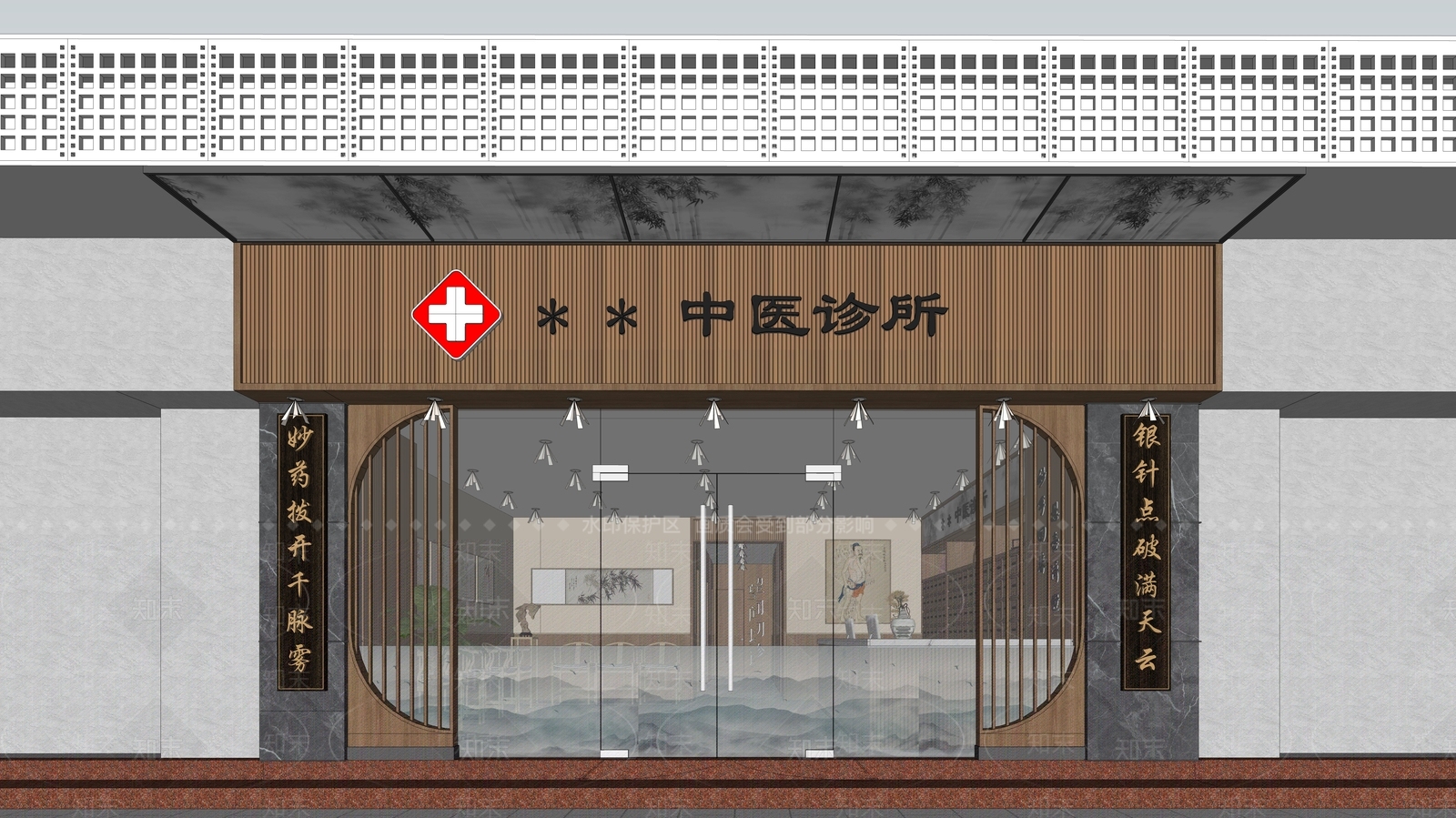 新中式中式医院SU模型下载【ID:1164266091】