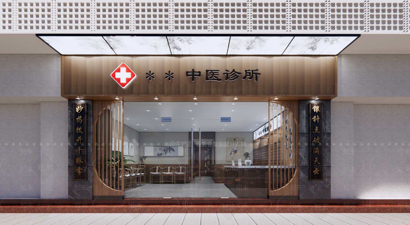 新中式中式医院SU模型下载【ID:1164266091】