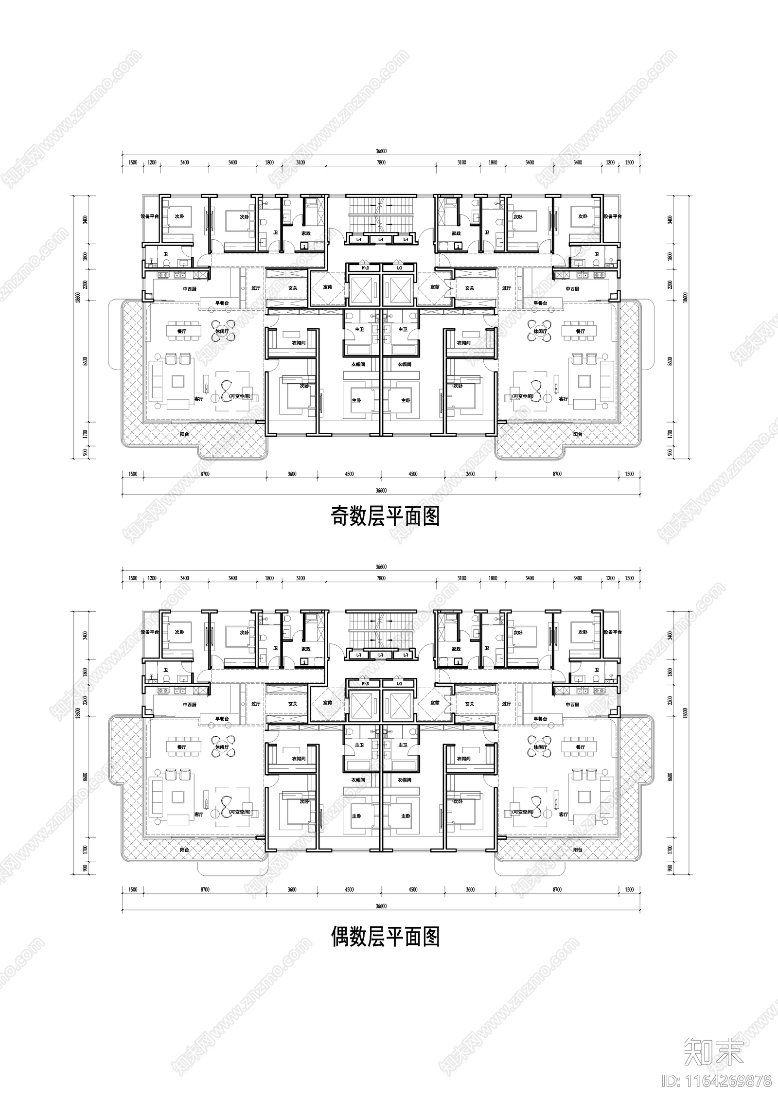 现代住宅楼建筑施工图下载【ID:1164269878】