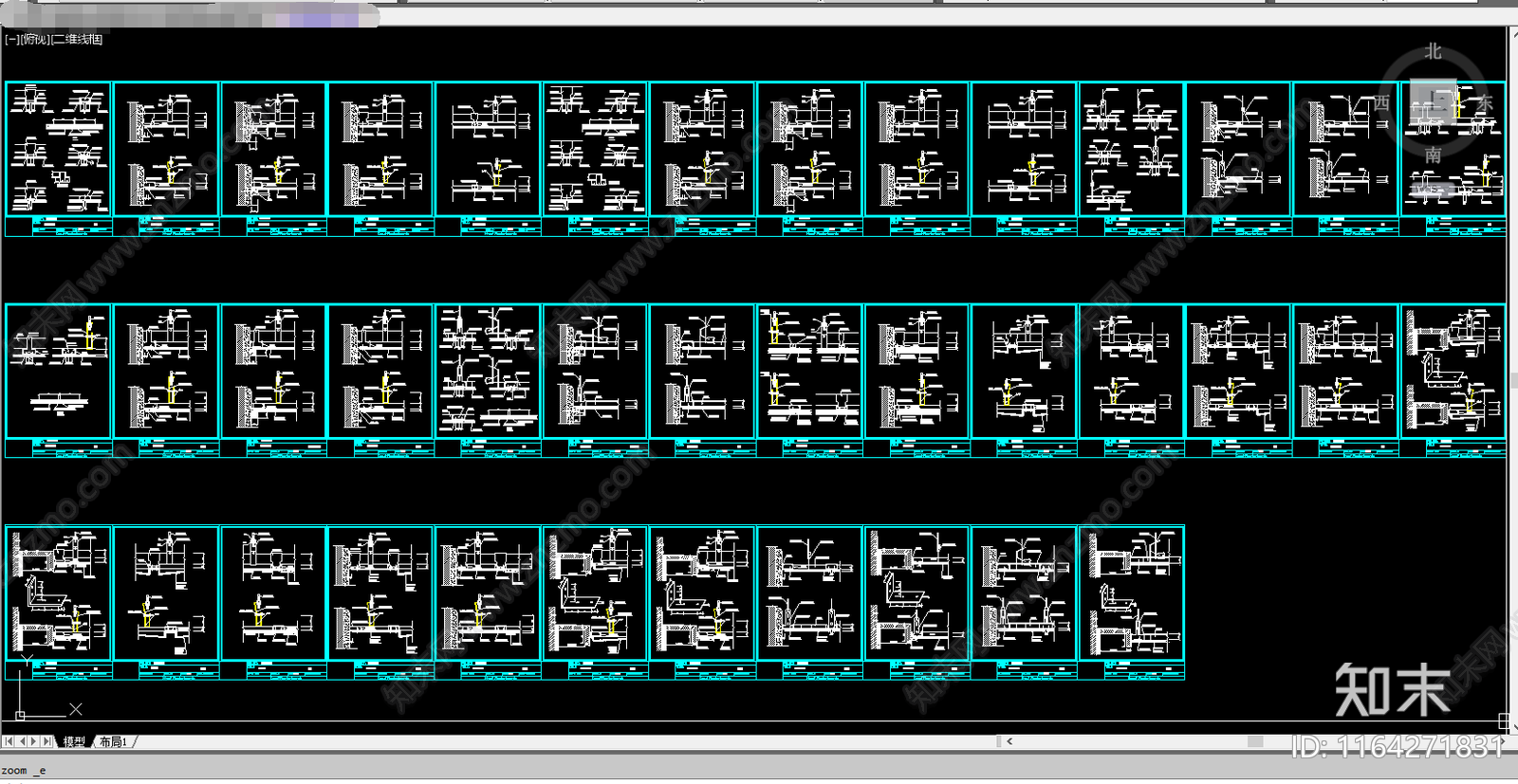 中式吊顶节点施工图下载【ID:1164271831】