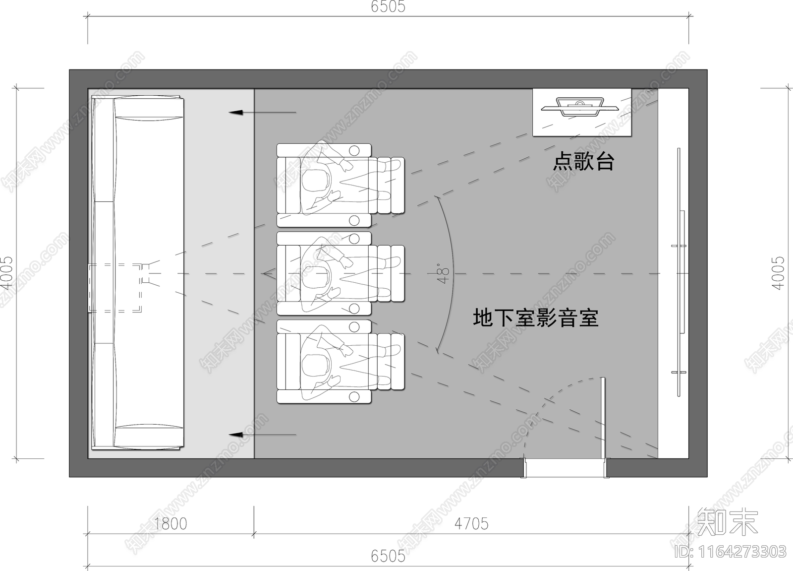 现代影音室施工图下载【ID:1164273303】