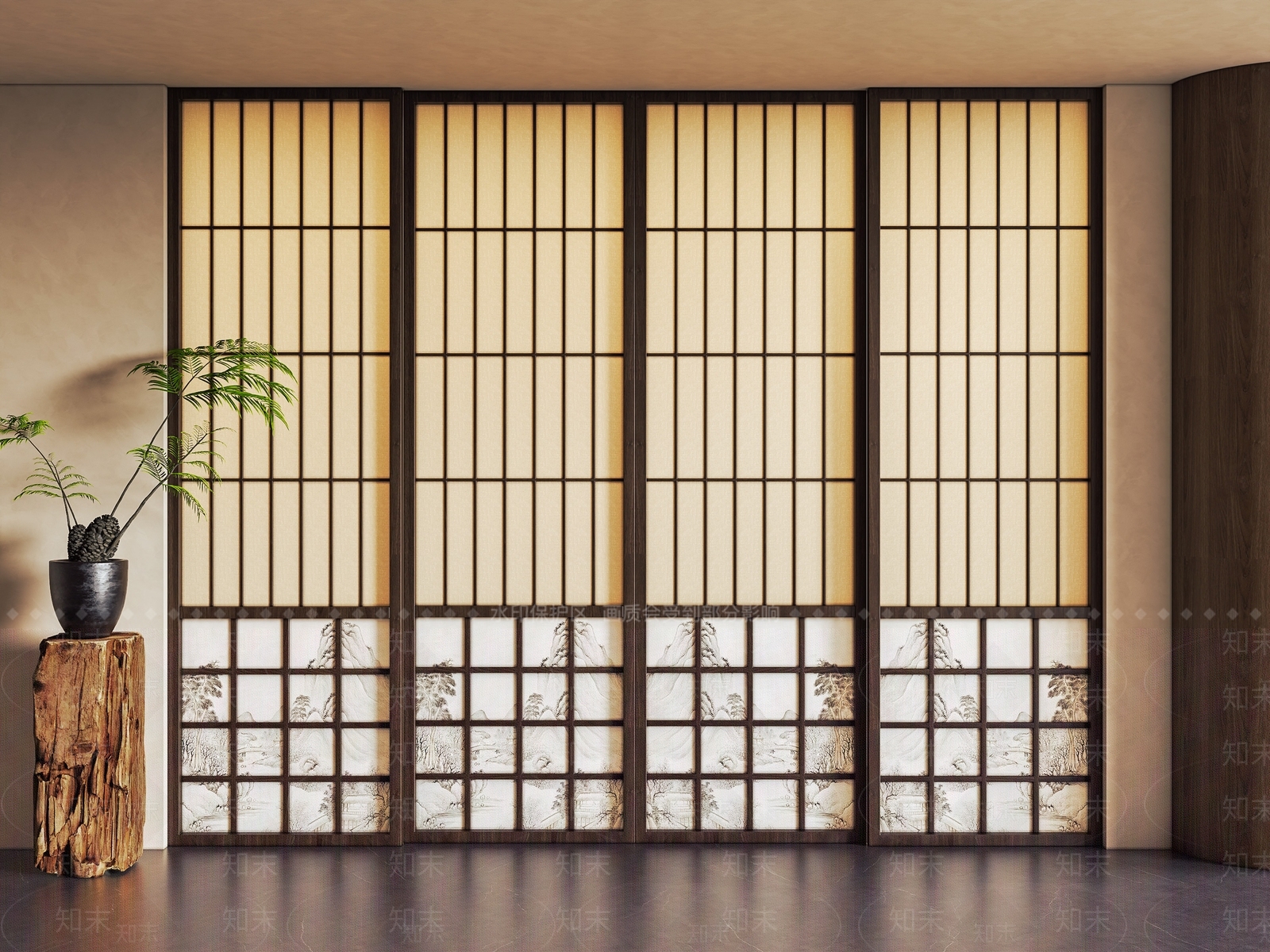 新中式中式推拉门3D模型下载【ID:1164280893】