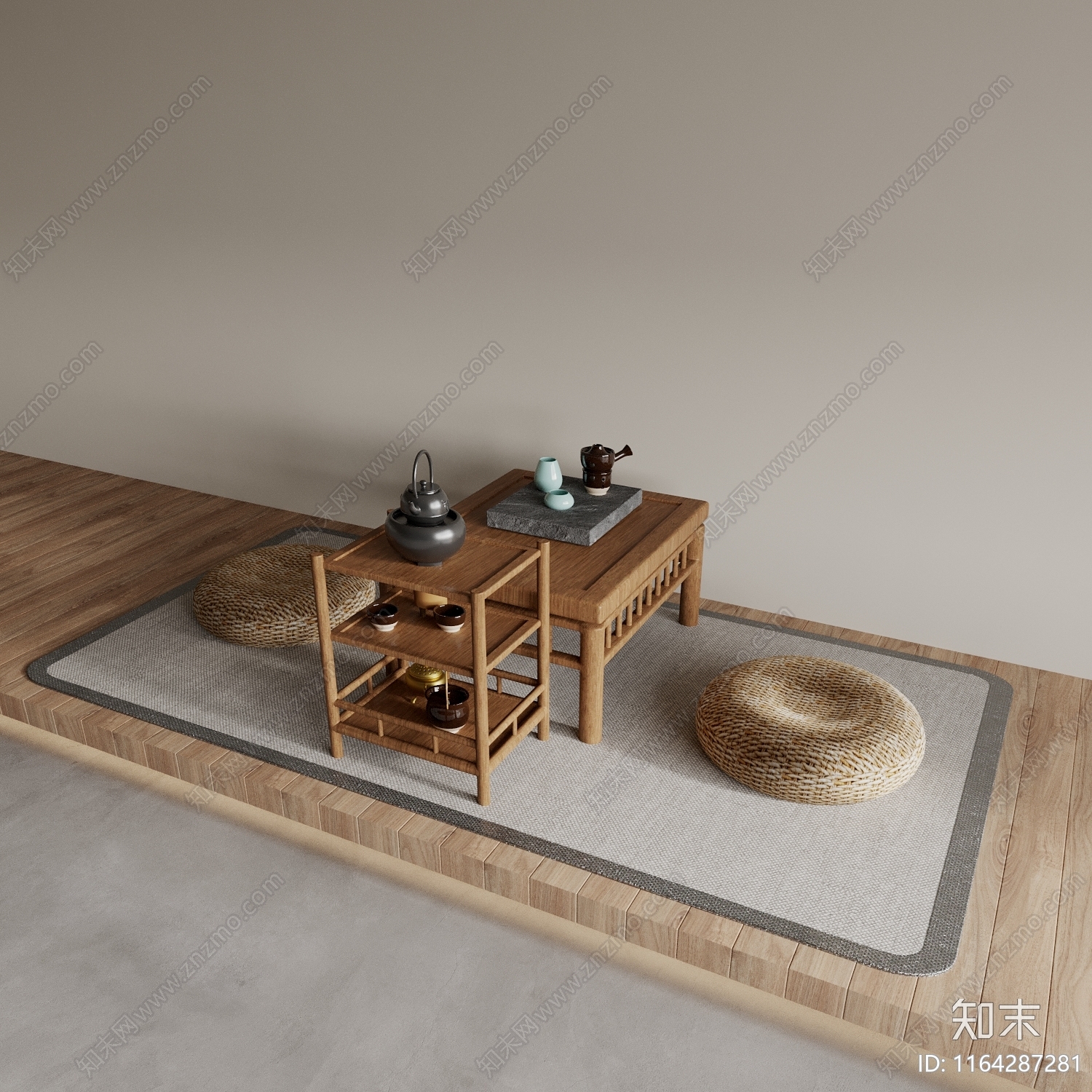 日式中式茶桌椅3D模型下载【ID:1164287281】