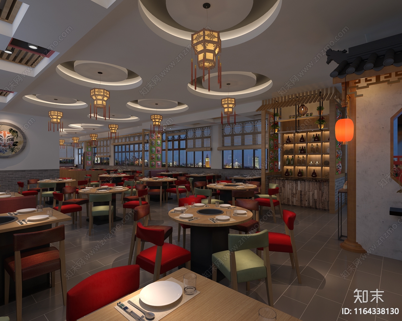 新中式中式火锅店3D模型下载【ID:1164338130】