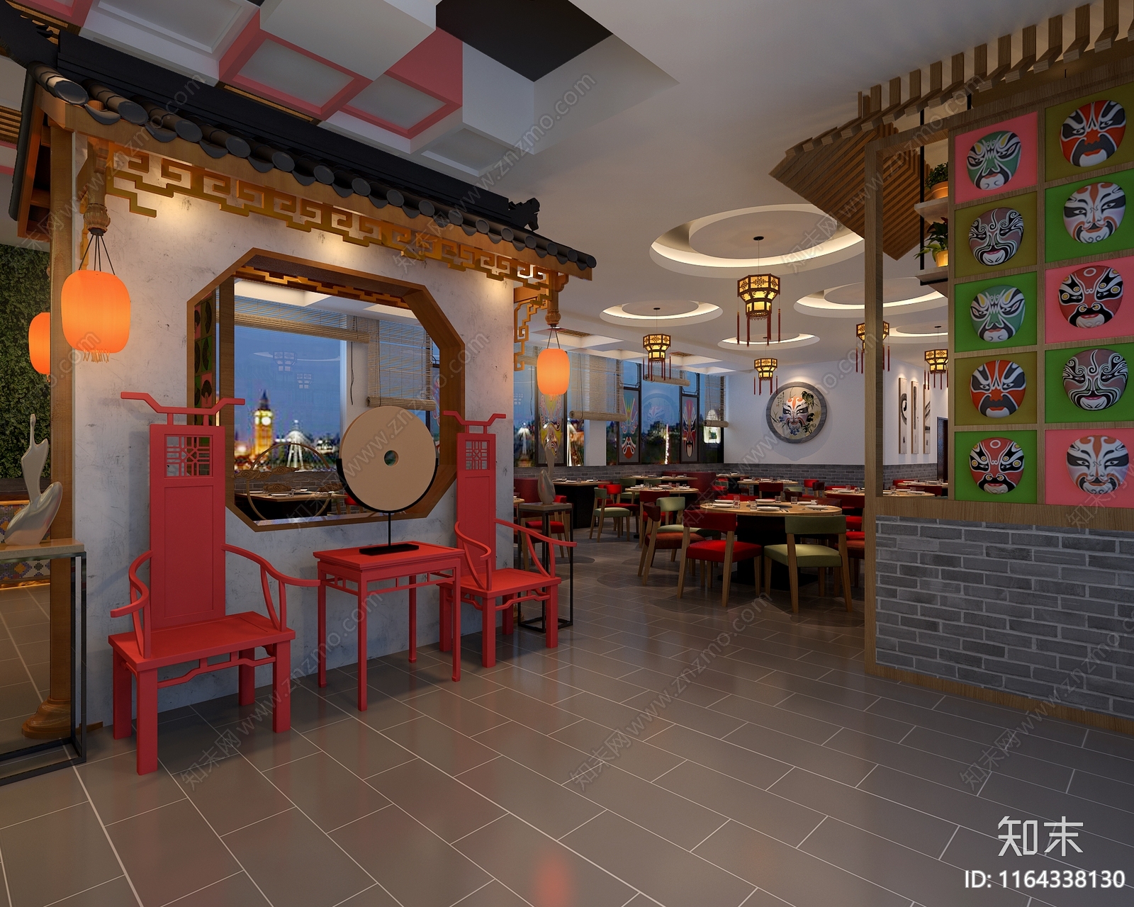 新中式中式火锅店3D模型下载【ID:1164338130】