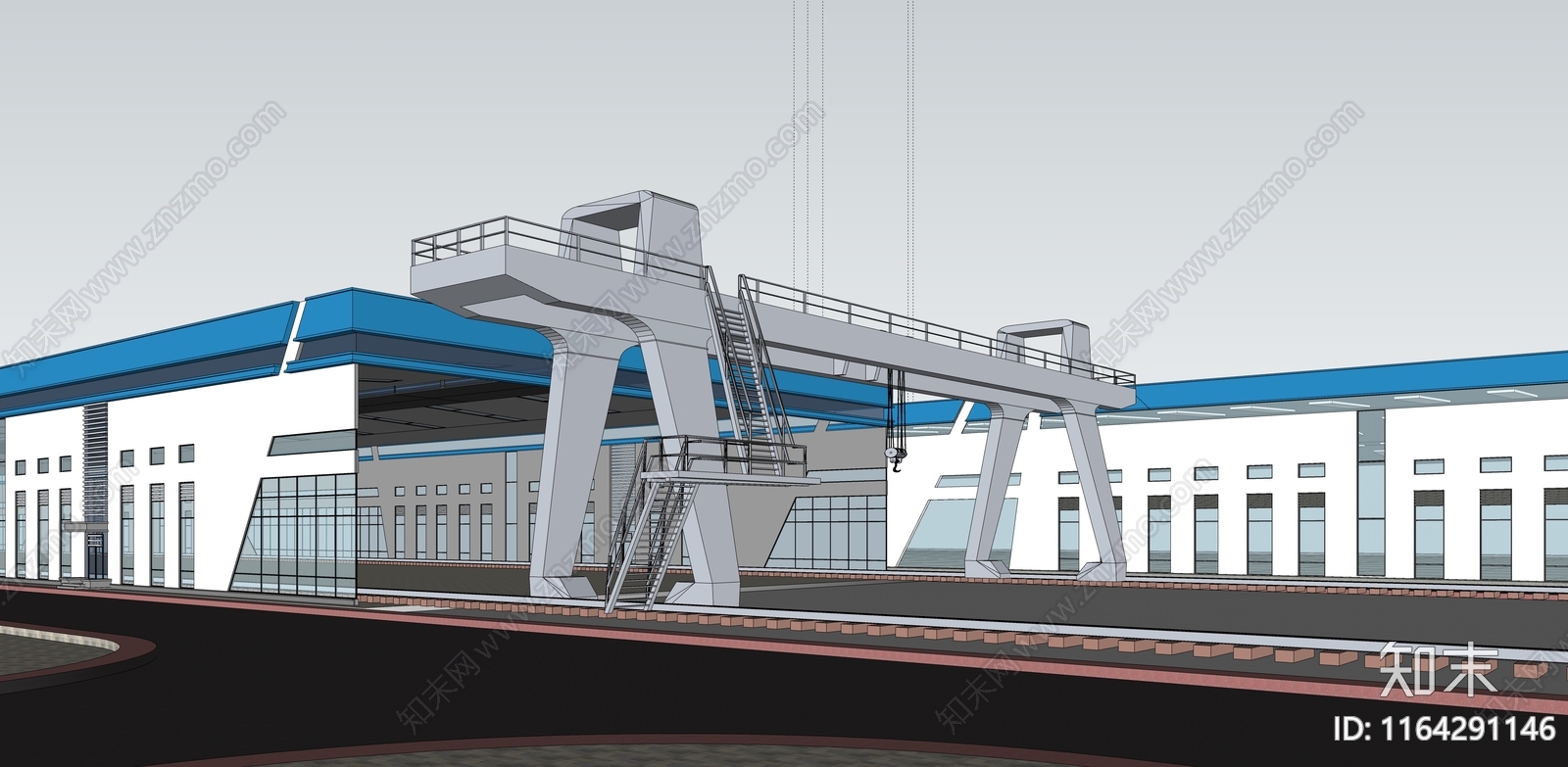 工业现代厂房SU模型下载【ID:1164291146】