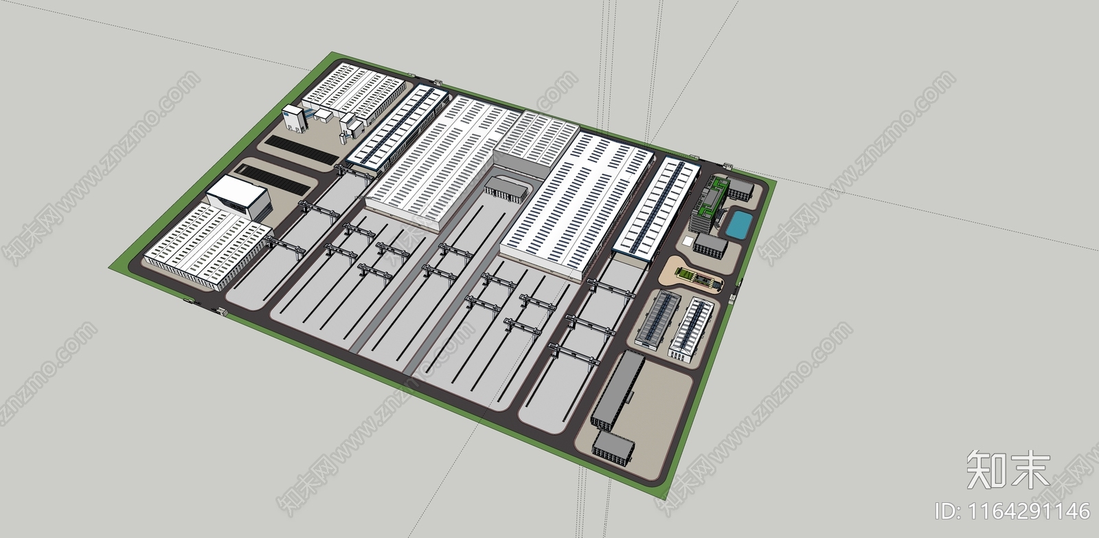 工业现代厂房SU模型下载【ID:1164291146】