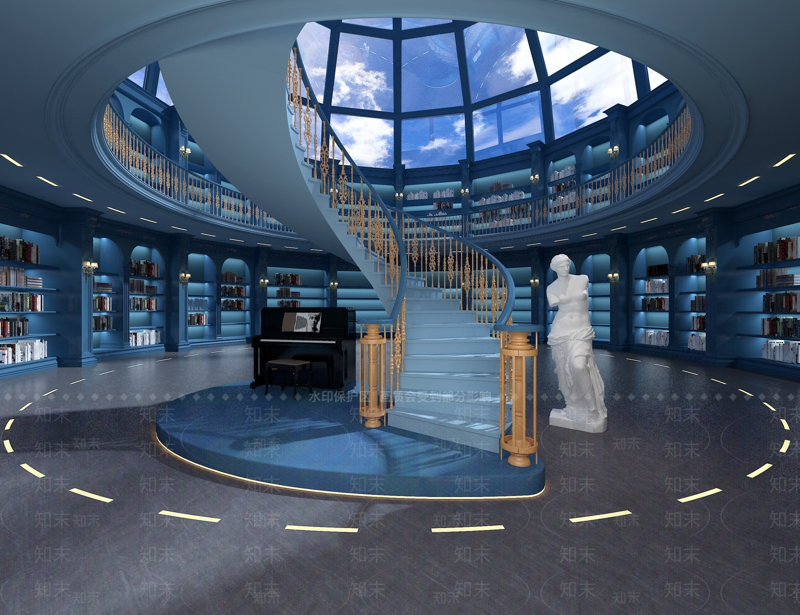欧式图书馆3D模型下载【ID:1164293856】