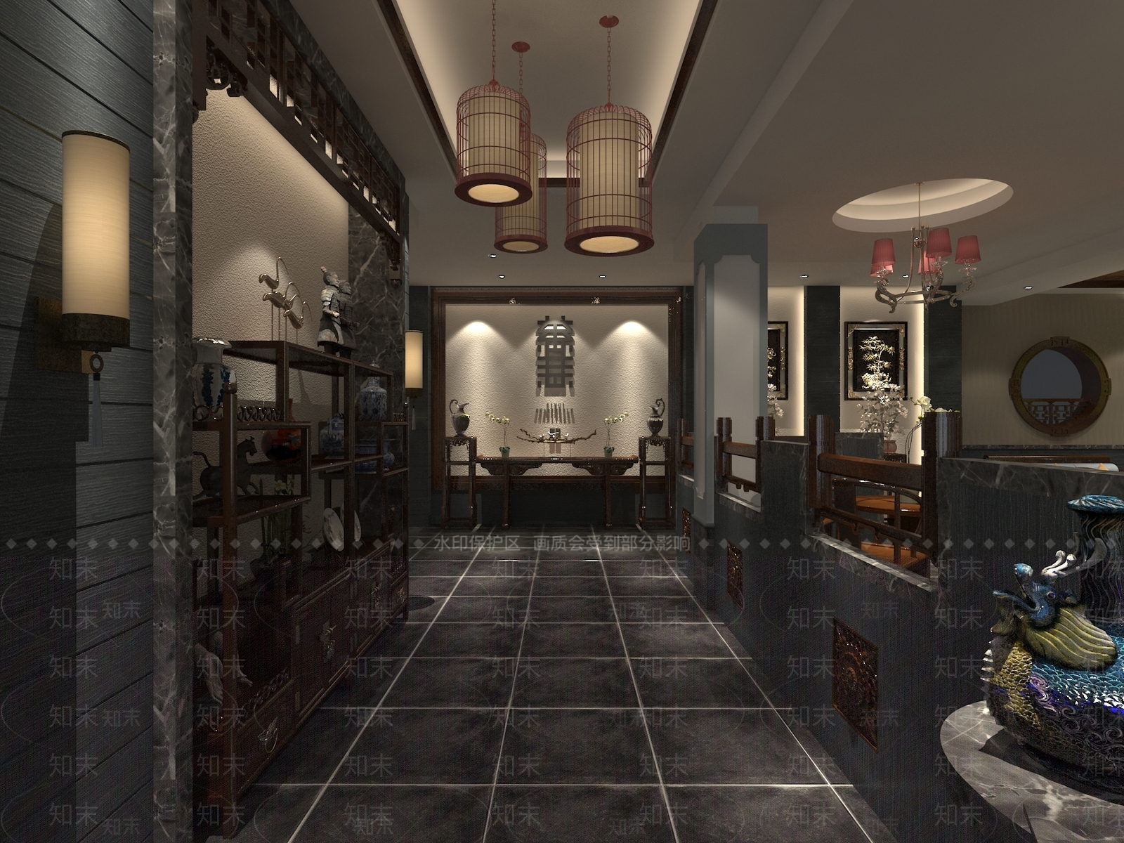 新中式中餐厅3D模型下载【ID:1164296270】