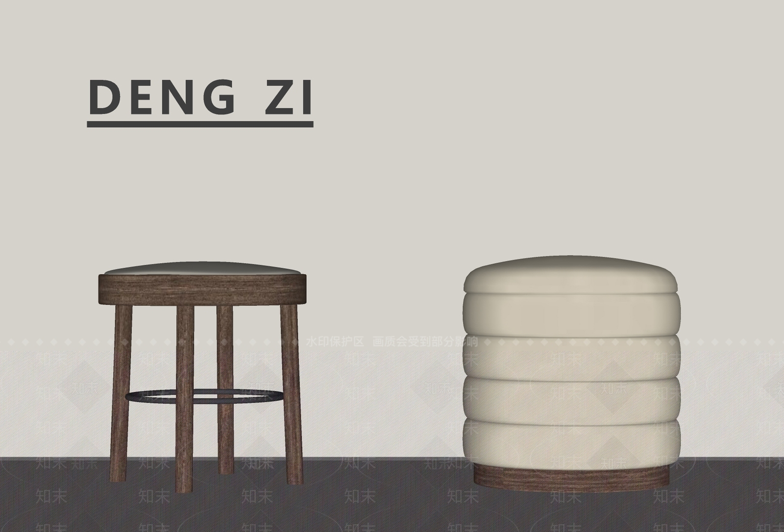 现代沙发凳SU模型下载【ID:1164301672】