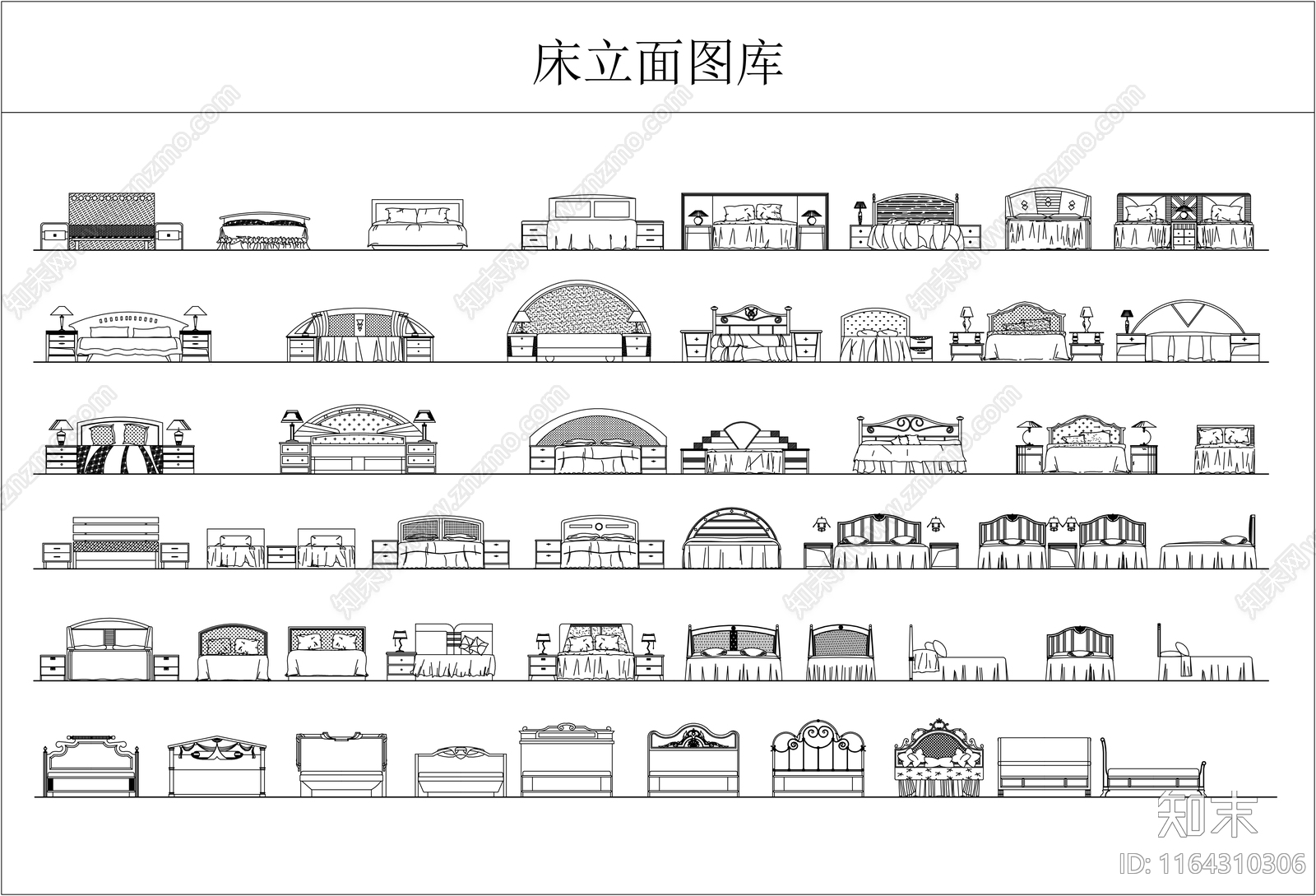 现代床cad施工图下载【ID:1164310306】