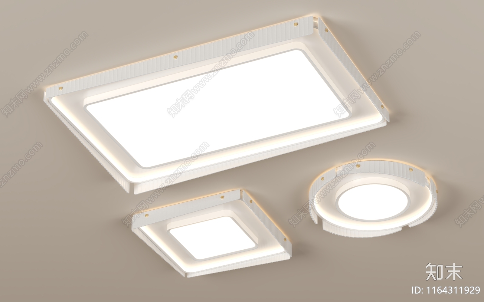 现代法式吸顶灯3D模型下载【ID:1164311929】