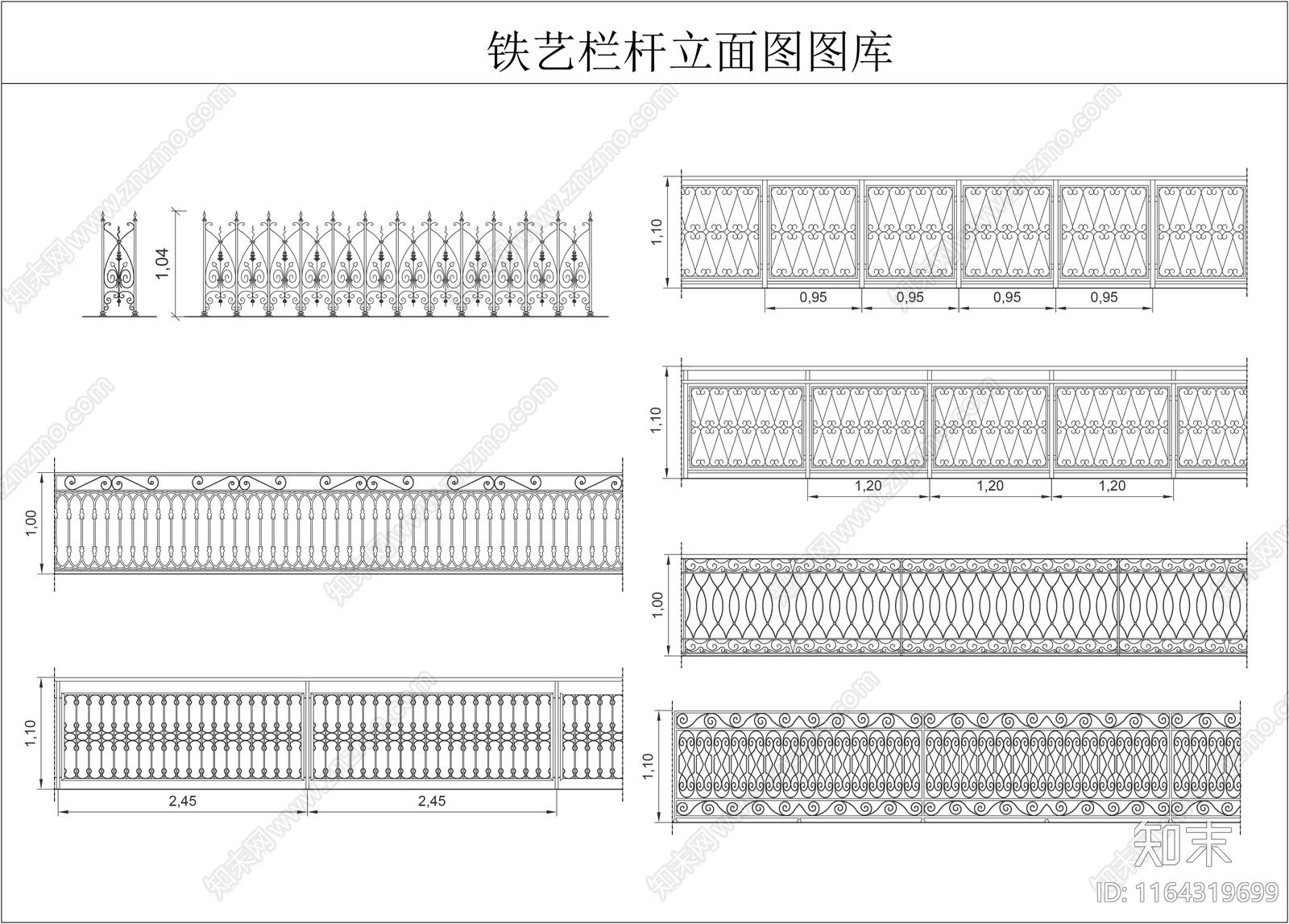 欧式美式栏杆施工图下载【ID:1164319699】