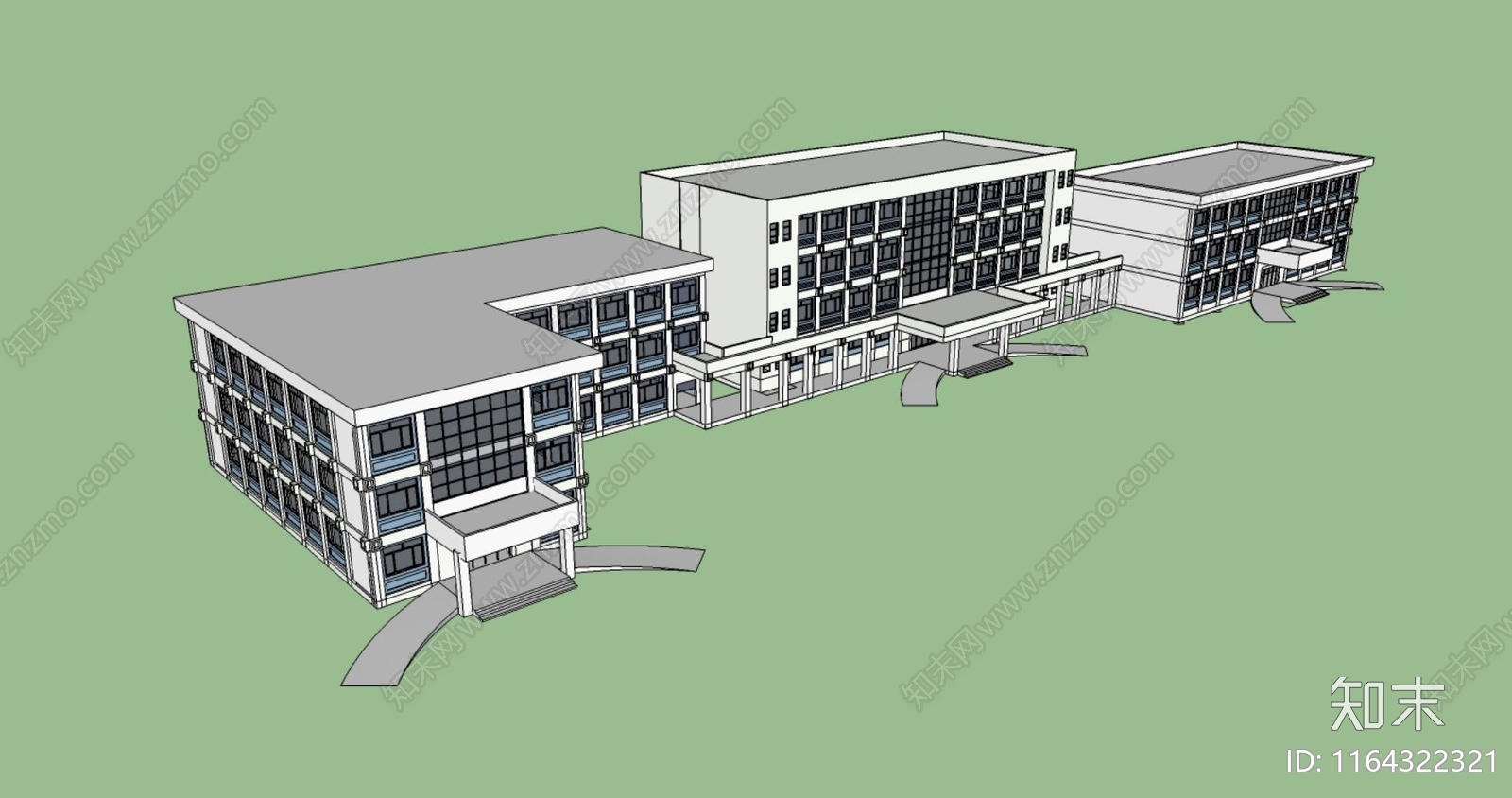 现代医院建筑SU模型下载【ID:1164322321】