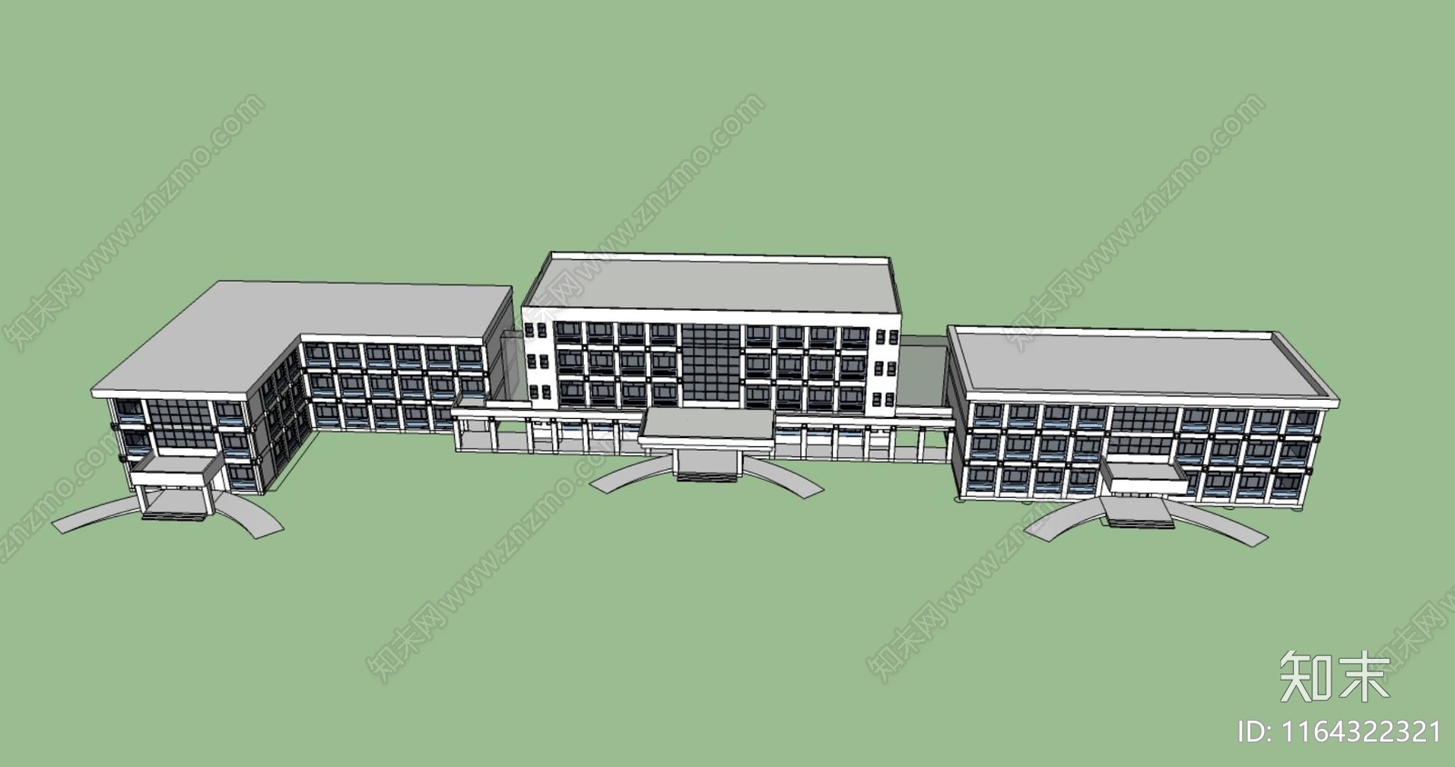 现代医院建筑SU模型下载【ID:1164322321】