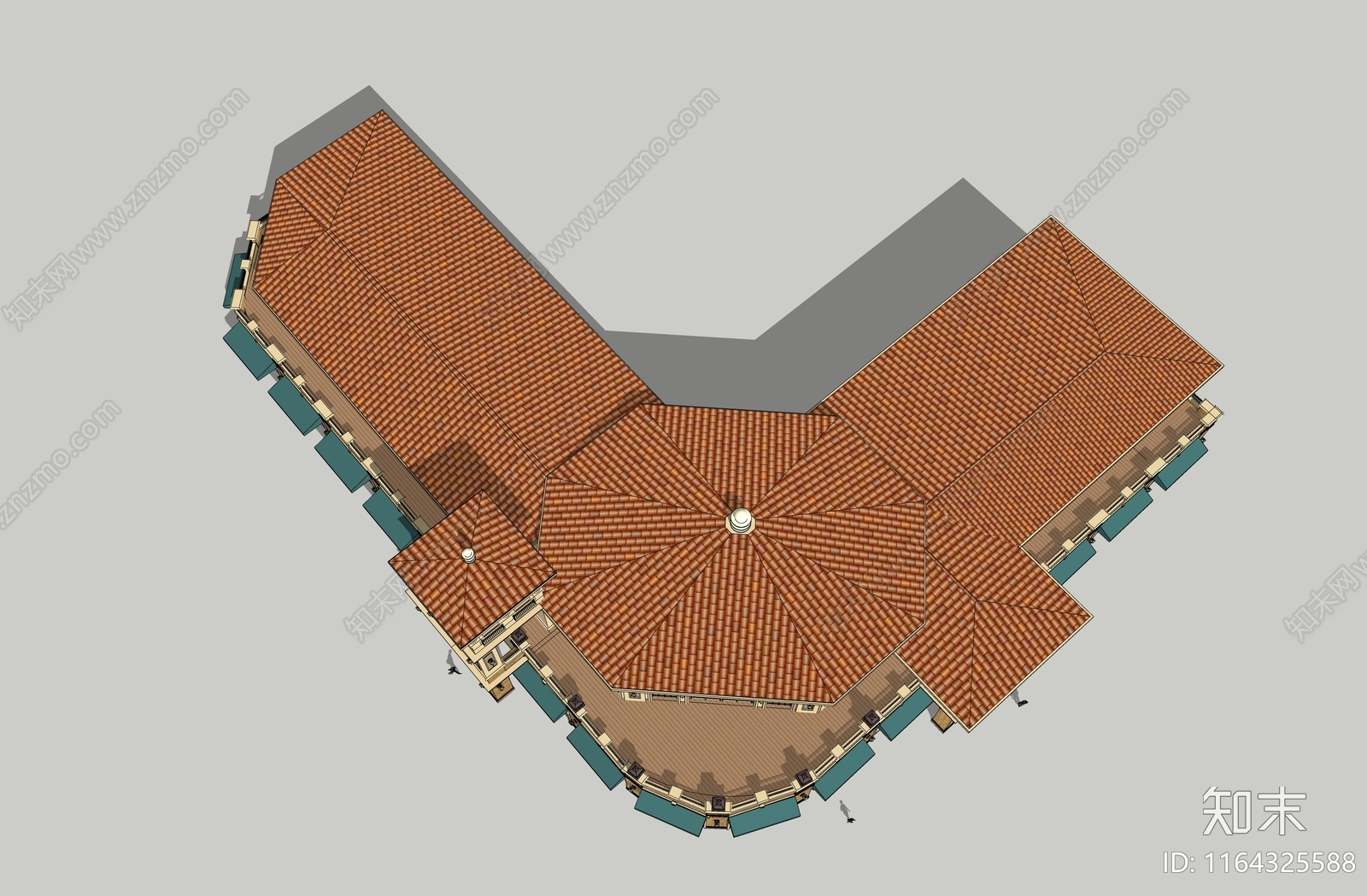 欧式商业街SU模型下载【ID:1164325588】