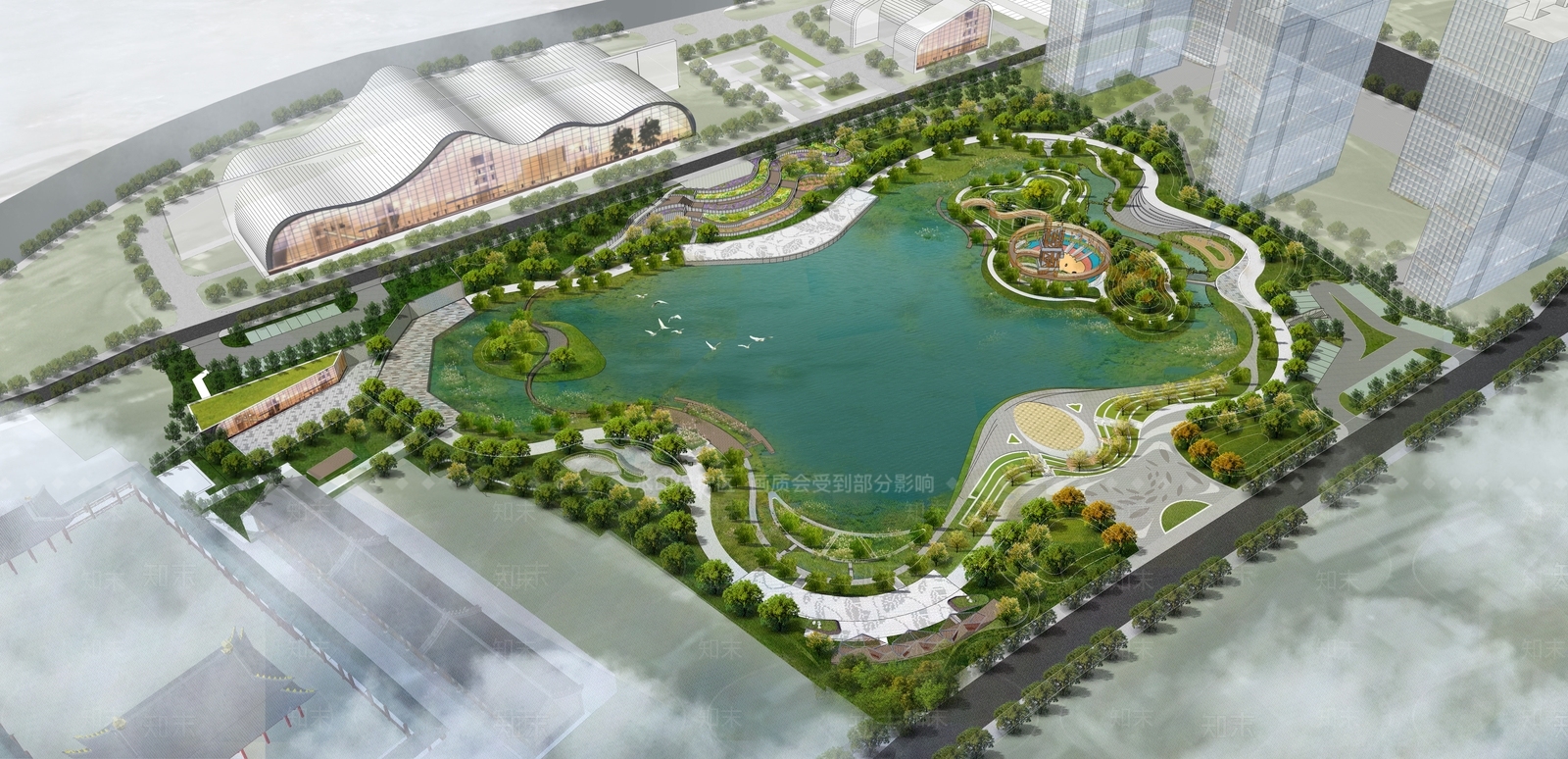 现代滨水景观SU模型下载【ID:1164331701】