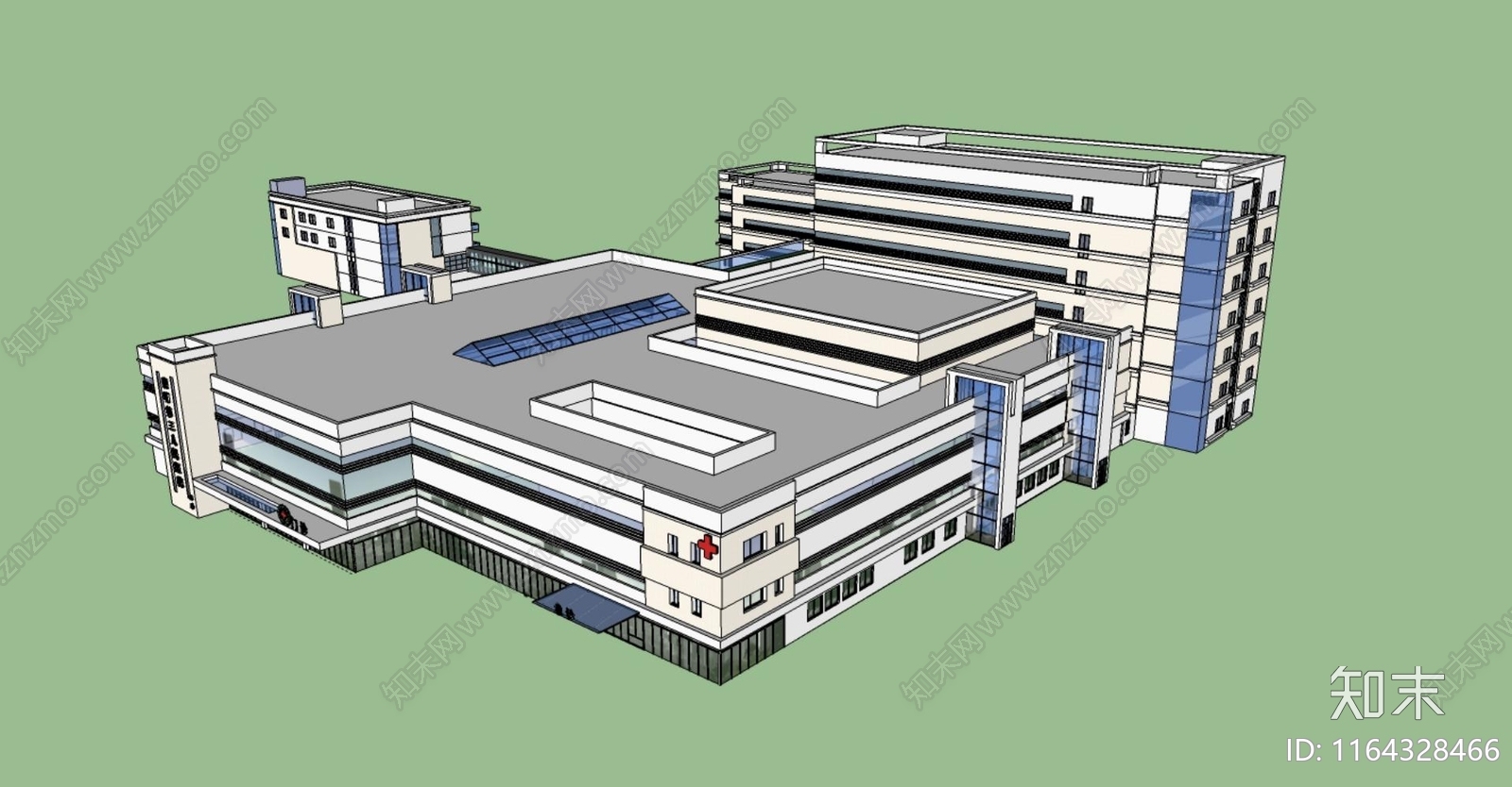 现代医院建筑SU模型下载【ID:1164328466】