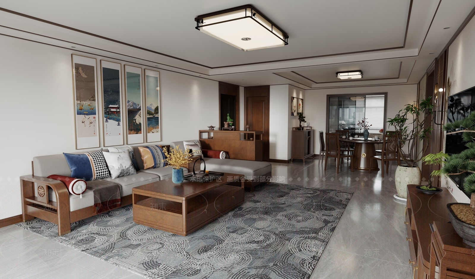 新中式玄关3D模型下载【ID:1214630735】