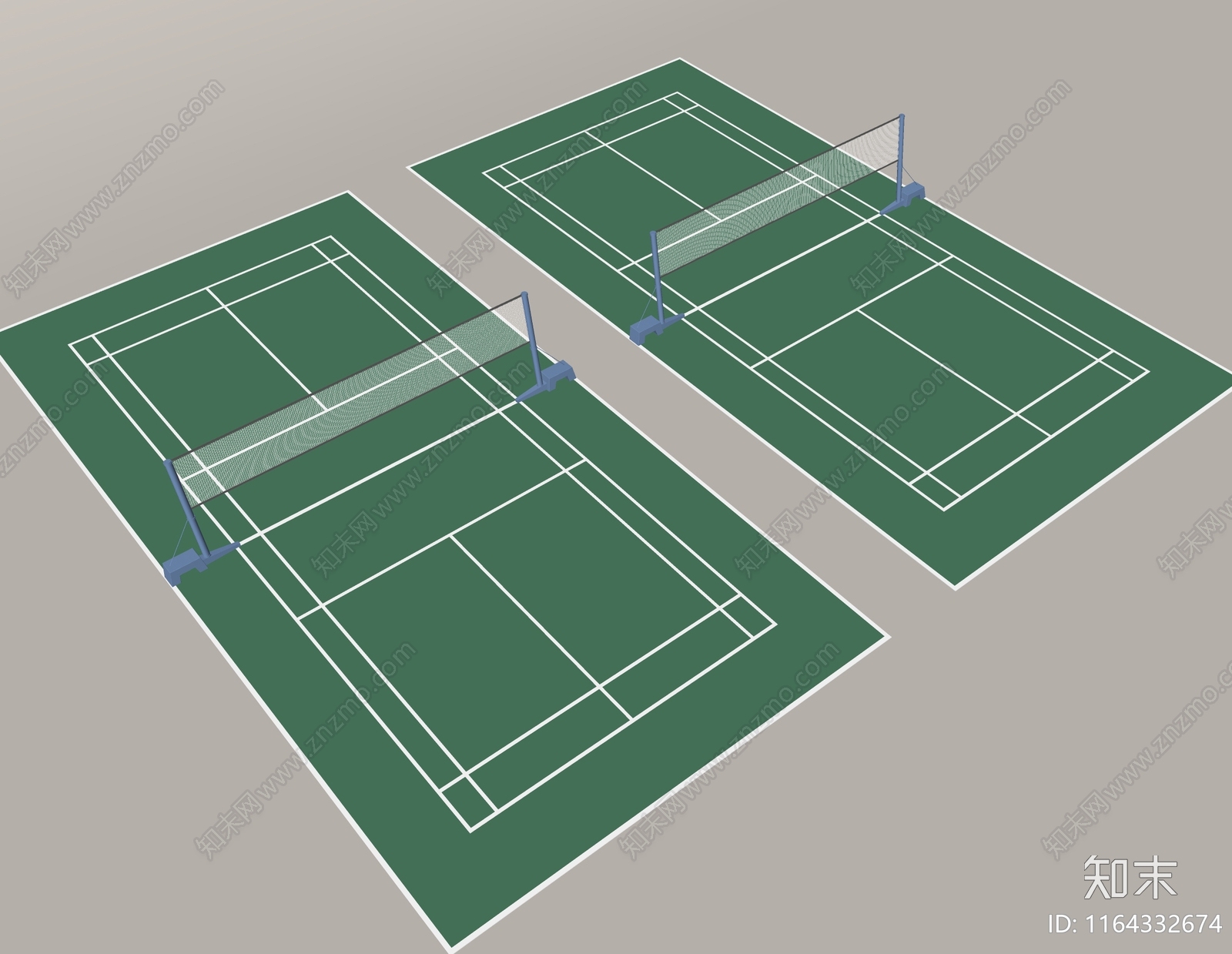 现代羽毛球场SU模型下载【ID:1164332674】