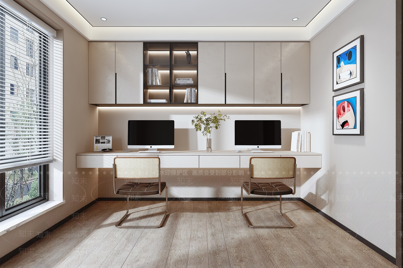 现代简约书房3D模型下载【ID:1164335310】