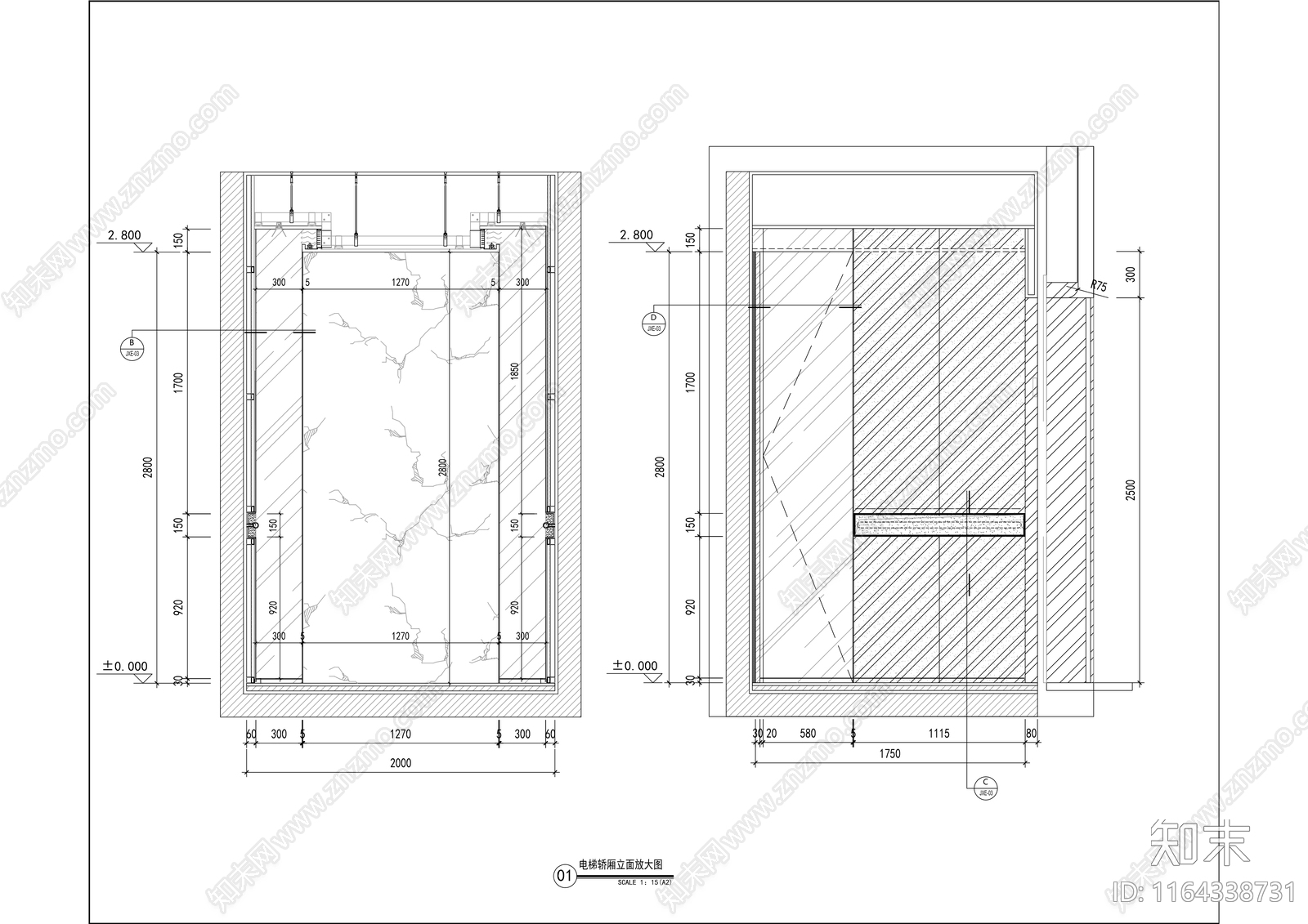 现代办公室cad施工图下载【ID:1164338731】