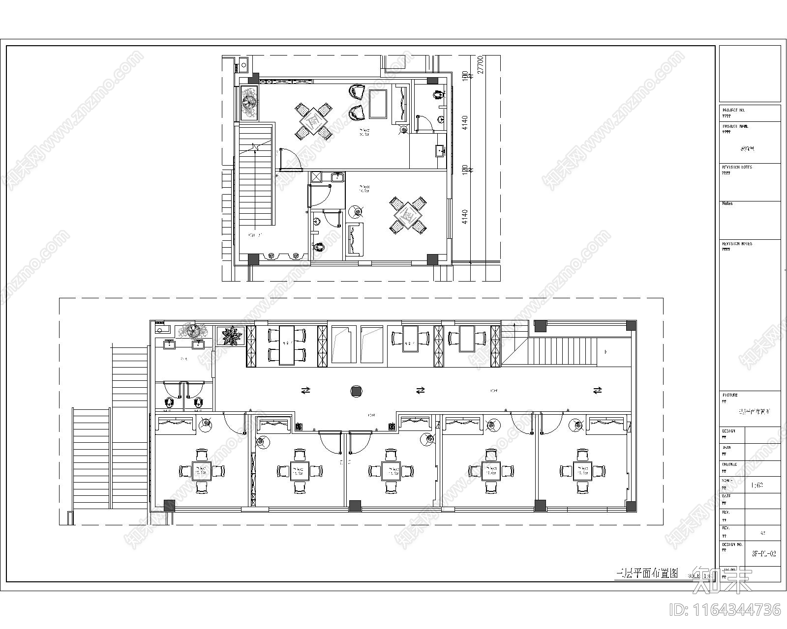 现代中餐厅cad施工图下载【ID:1164344736】