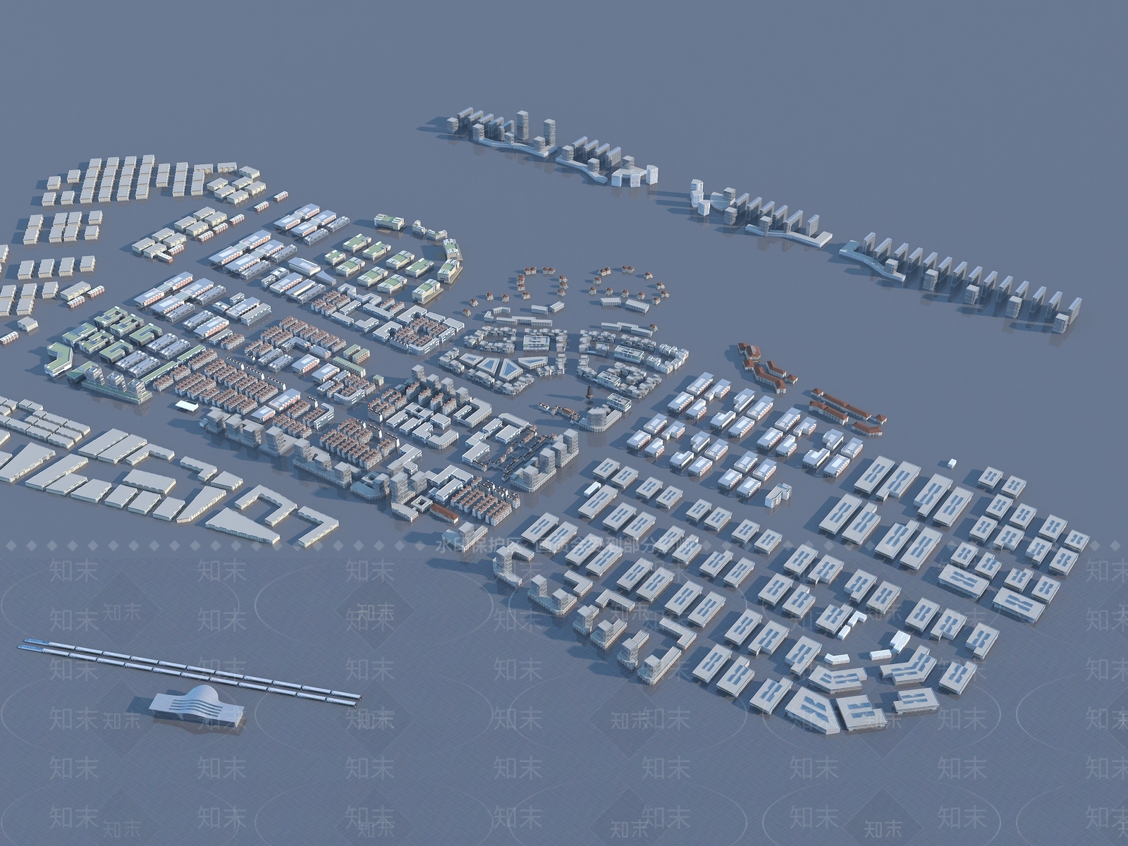 现代欧式鸟瞰规划3D模型下载【ID:1164358231】