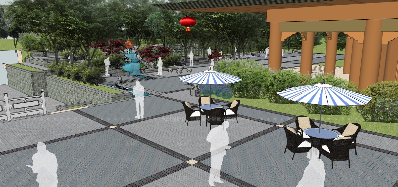 中式鸟瞰规划SU模型下载【ID:1164360086】
