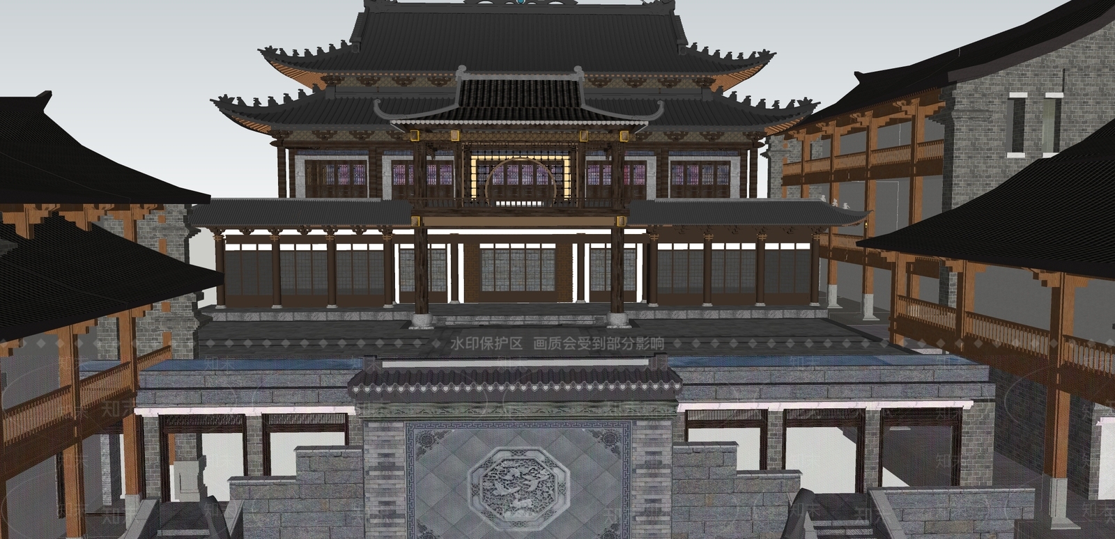 中式多层住宅SU模型下载【ID:1164359933】
