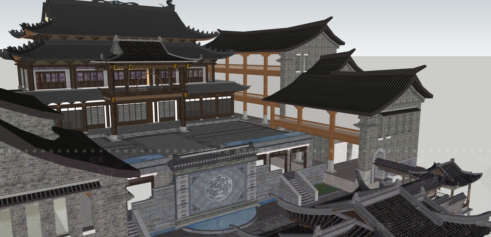 中式多层住宅SU模型下载【ID:1164359933】