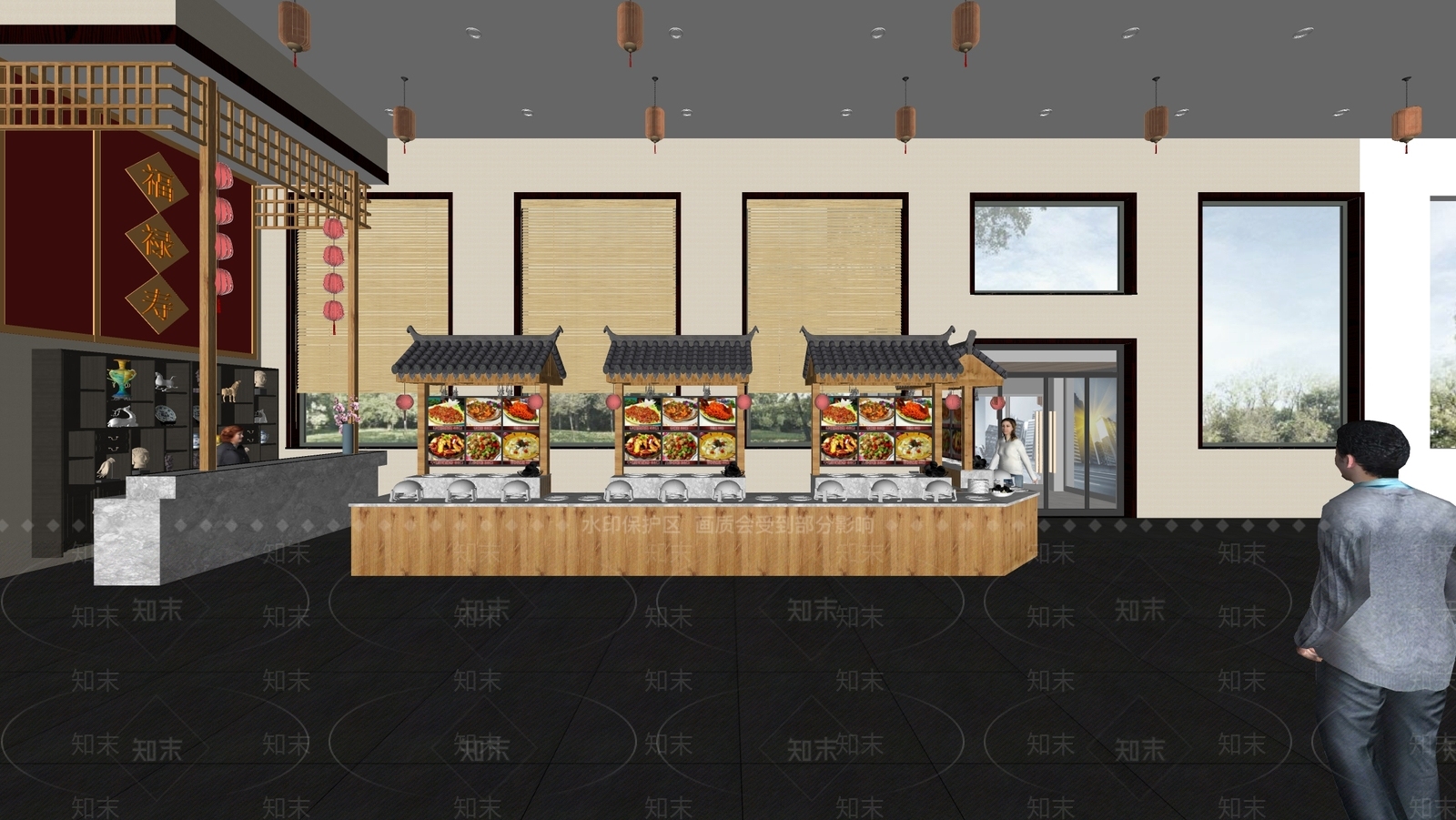现代小吃快餐店SU模型下载【ID:1164363894】