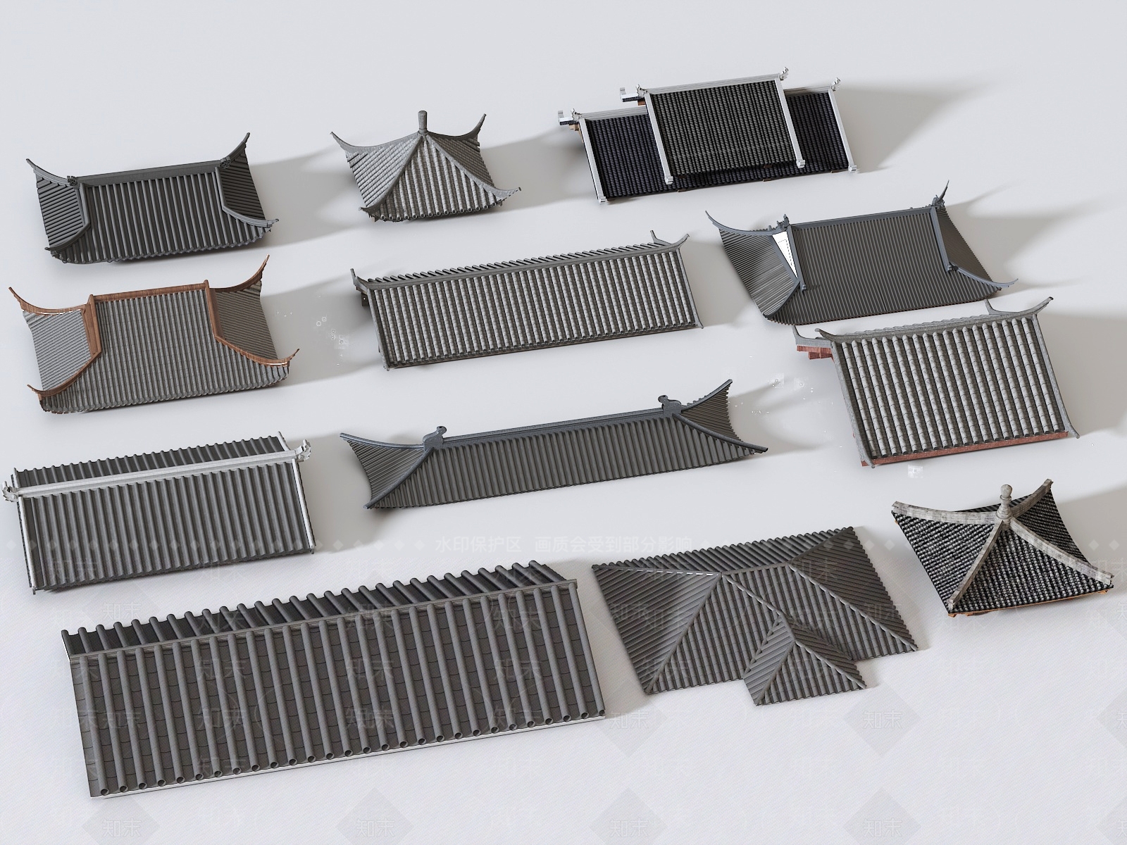新中式中式屋檐3D模型下载【ID:1164364209】