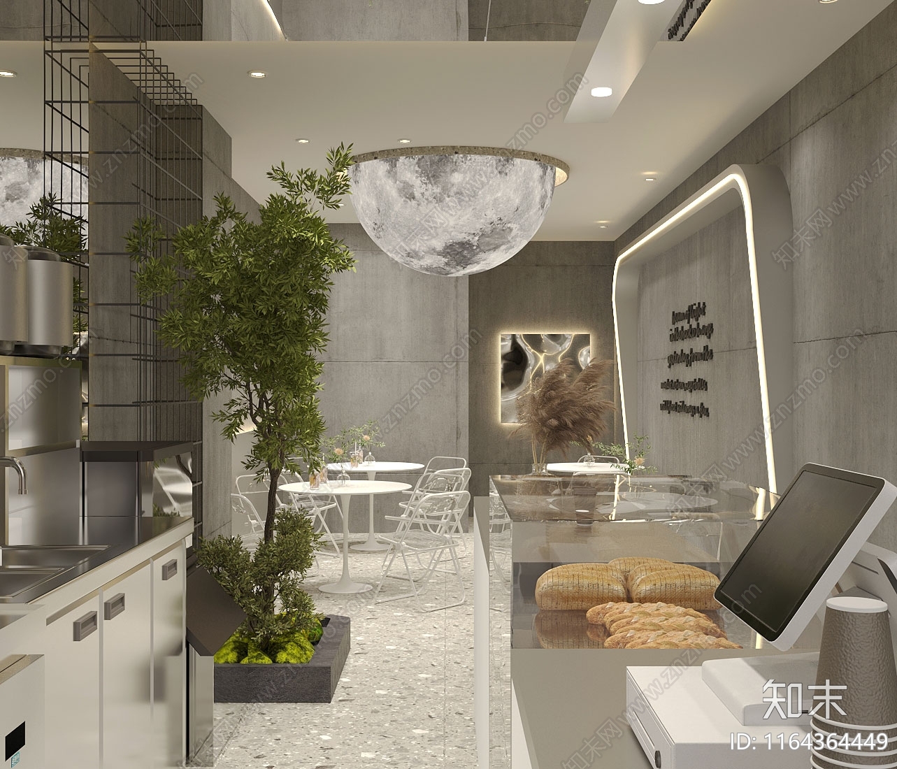 现代奶油奶茶店3D模型下载【ID:1164364449】