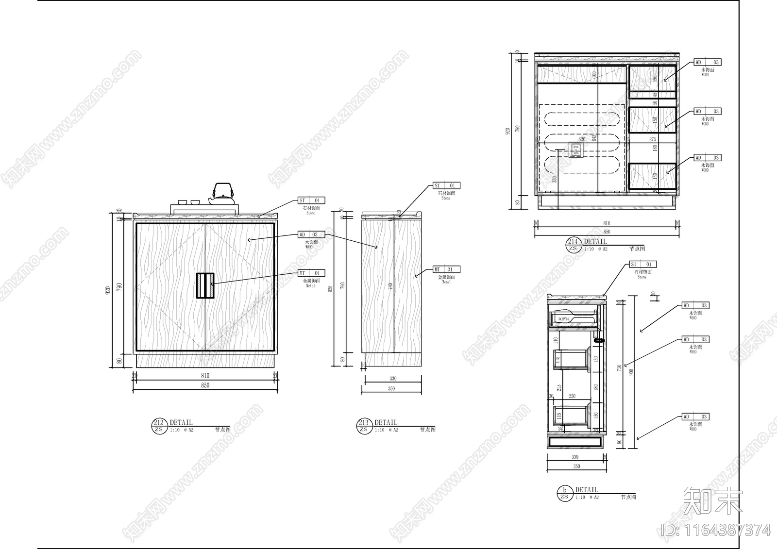 现代家具节点详图cad施工图下载【ID:1164387374】