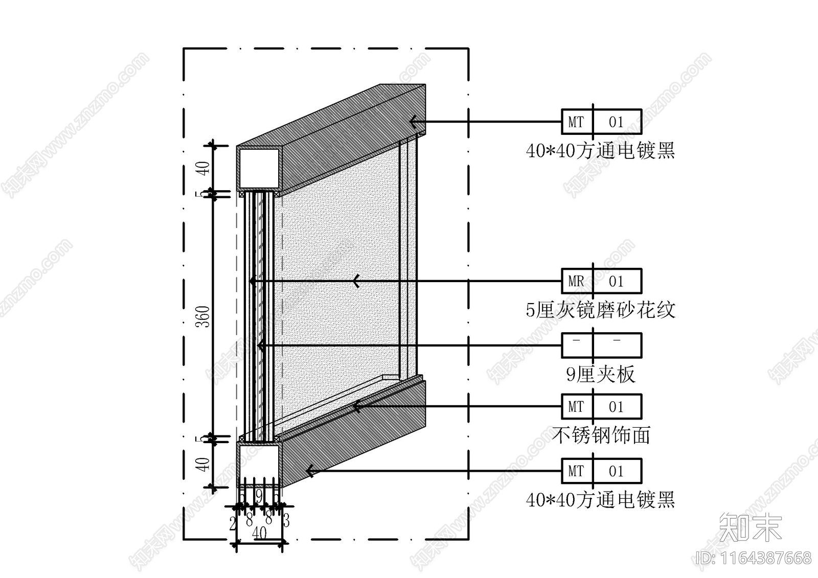 现代墙面节点cad施工图下载【ID:1164387668】