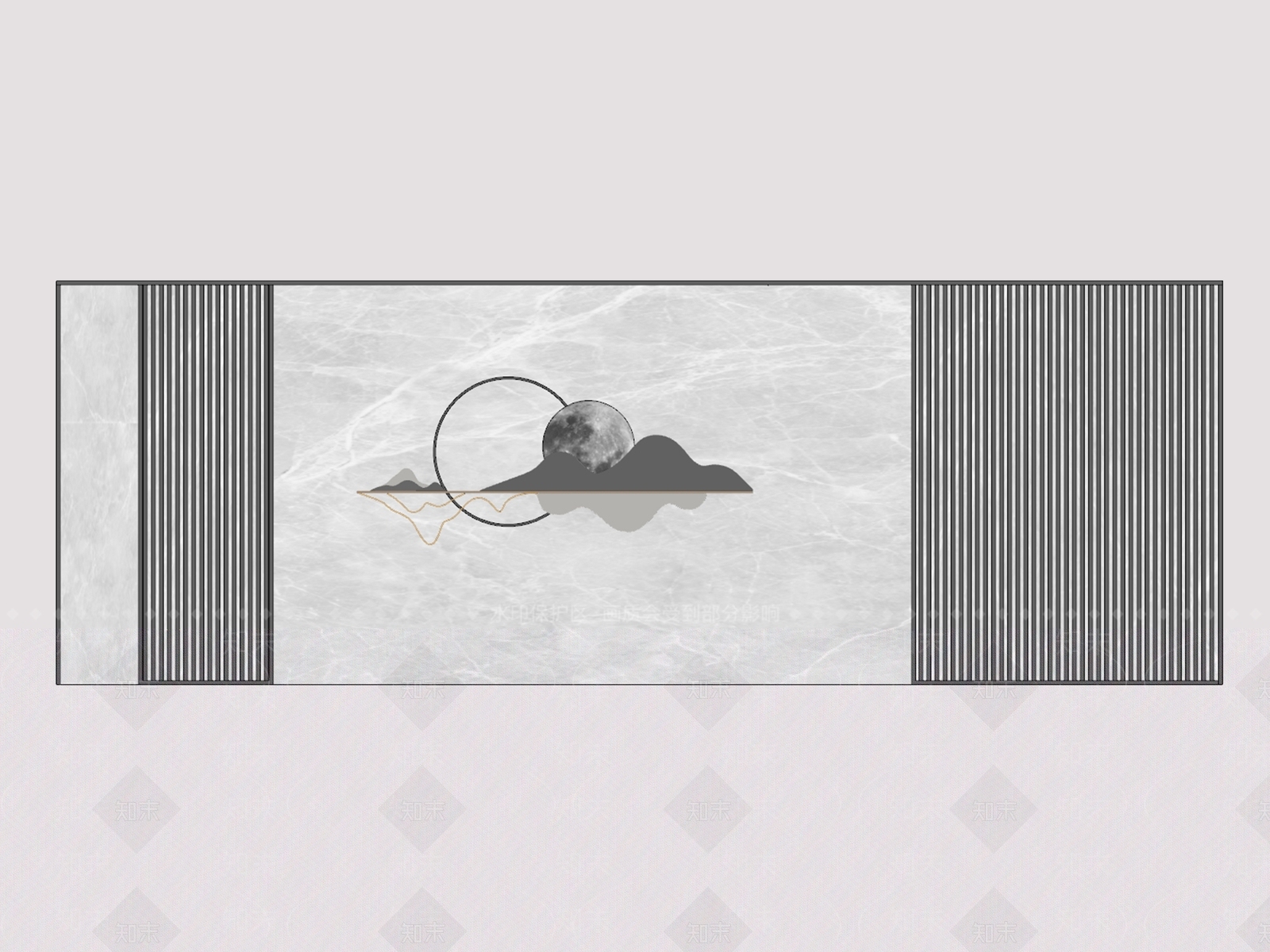新中式景墙SU模型下载【ID:1164388201】