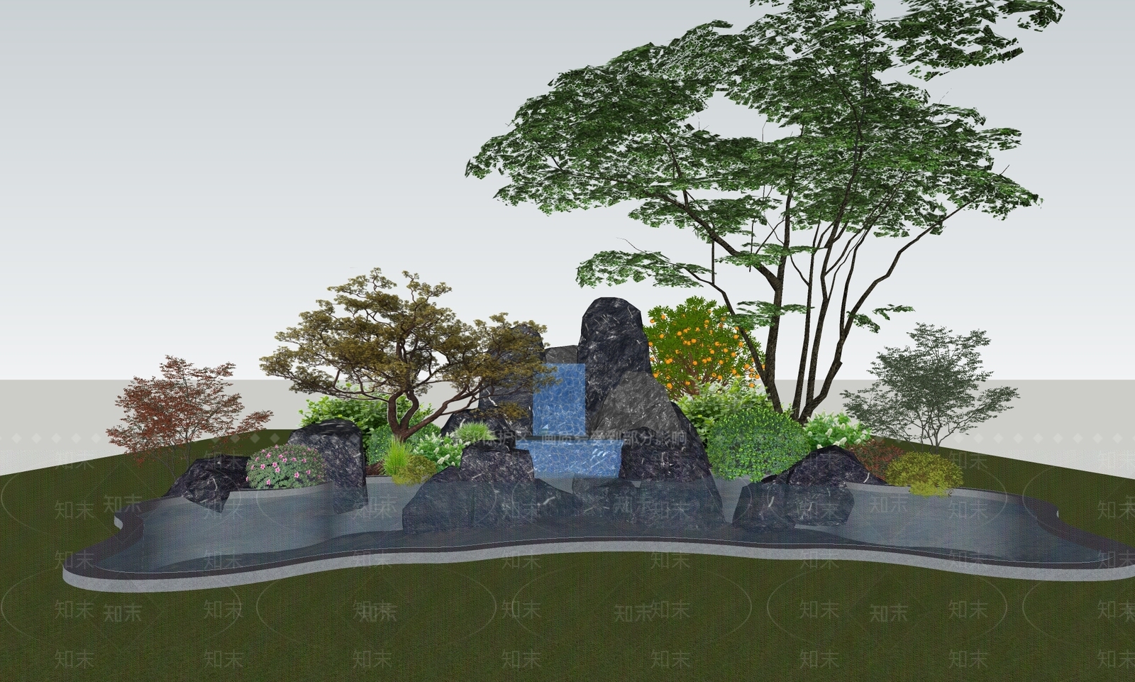 新中式别墅庭院SU模型下载【ID:1164388627】