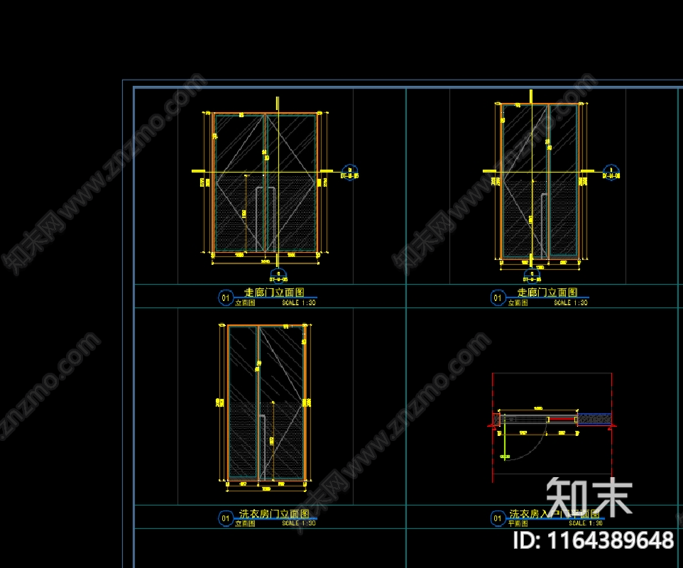 现代门施工图下载【ID:1164389648】