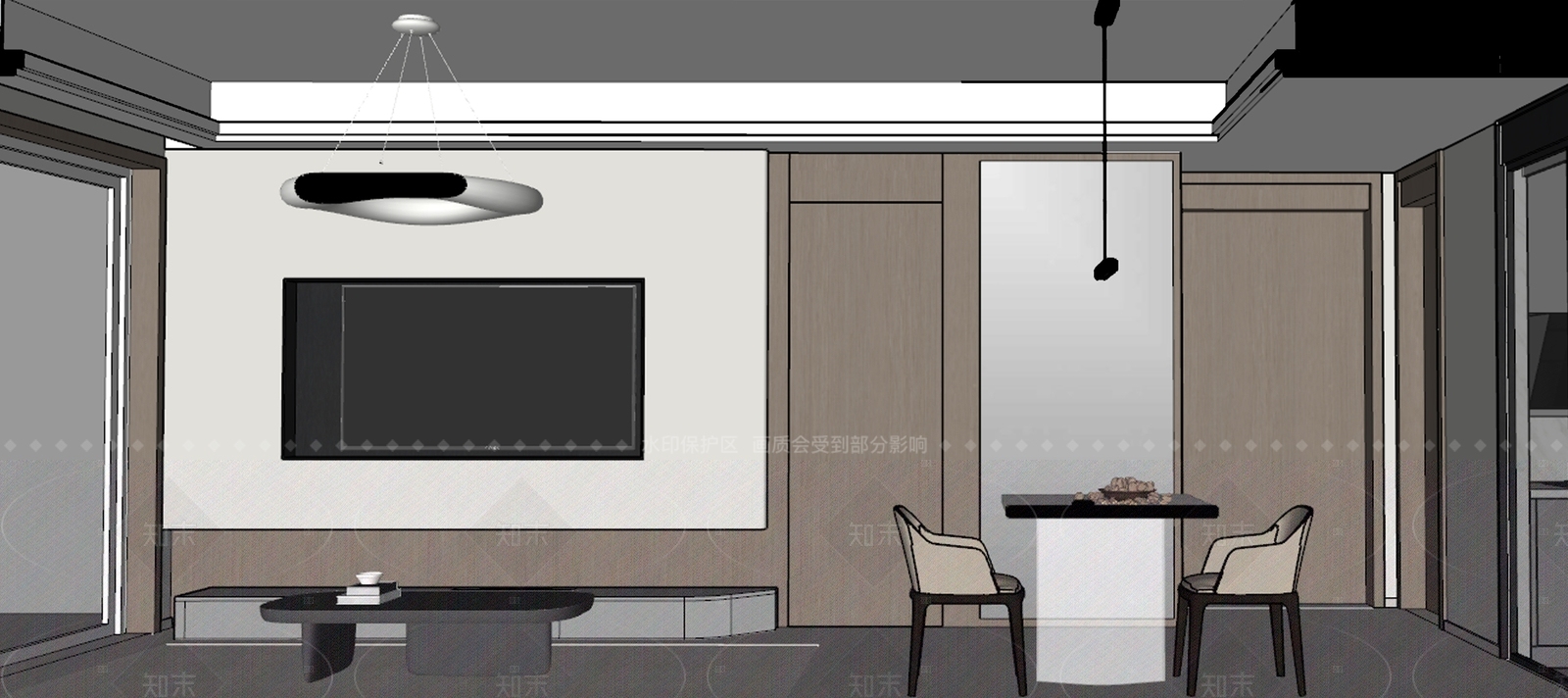 现代家居客厅SU模型下载【ID:1216056440】