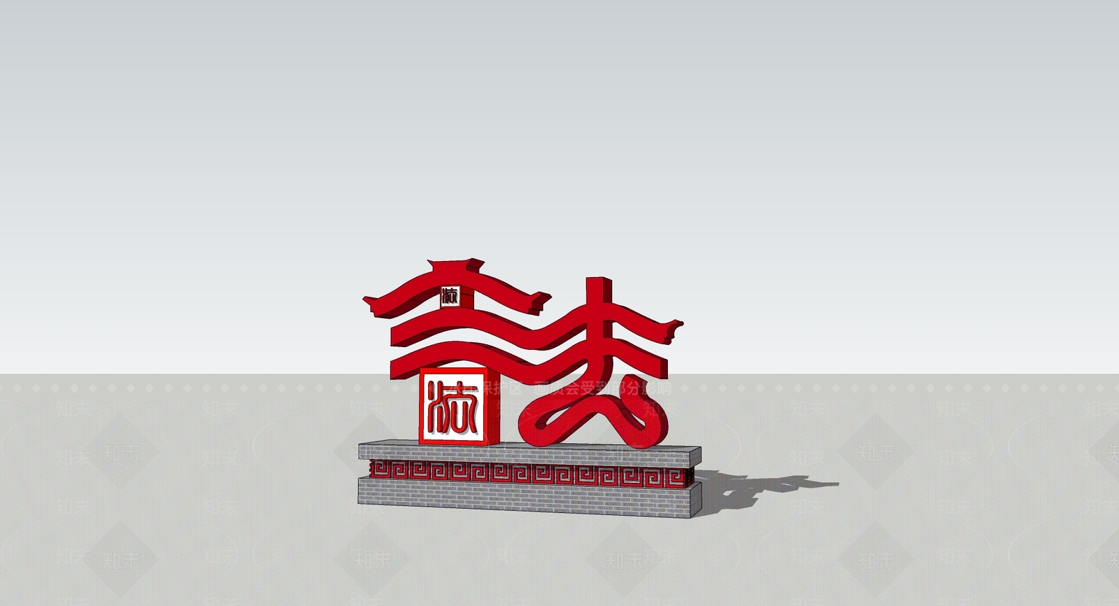 中式新中式广场景观SU模型下载【ID:1164390388】