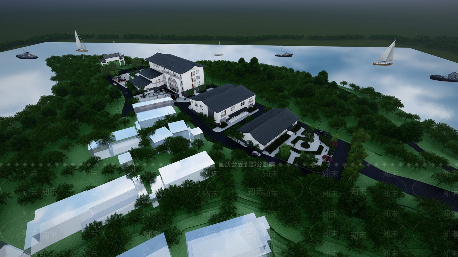 新中式小公建SU模型下载【ID:1164391890】