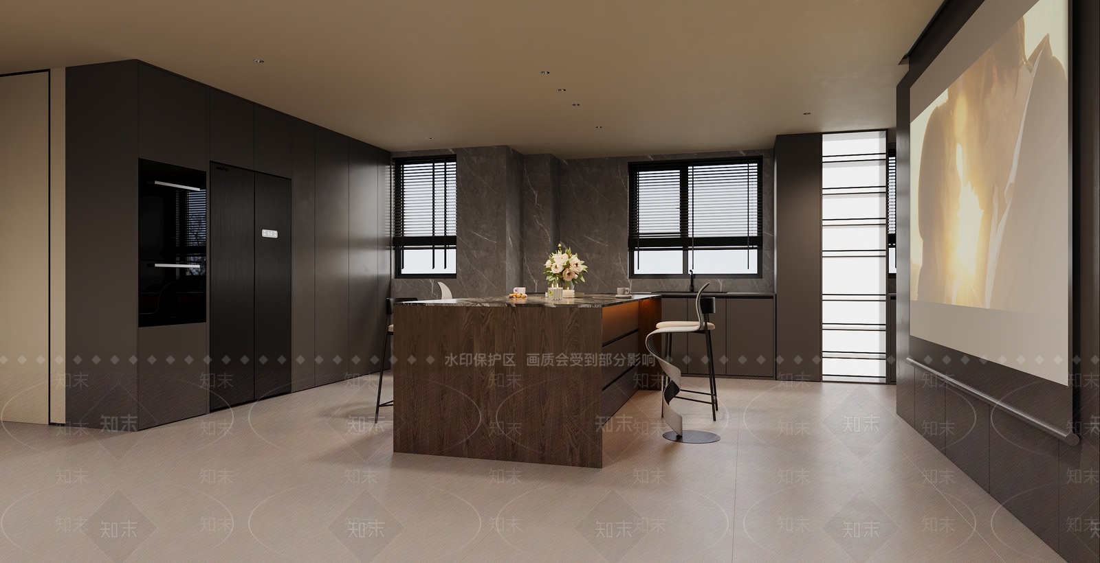 大理石台面木柜体中岛台岛台3D模型下载【ID:1227467828】
