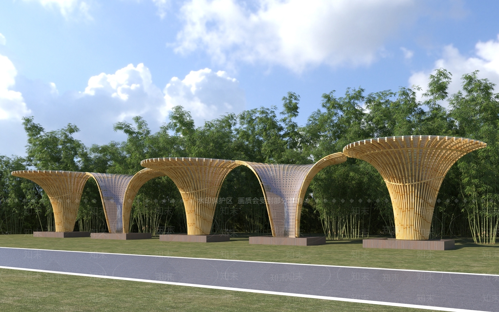 现代廊架3D模型下载【ID:1164391813】