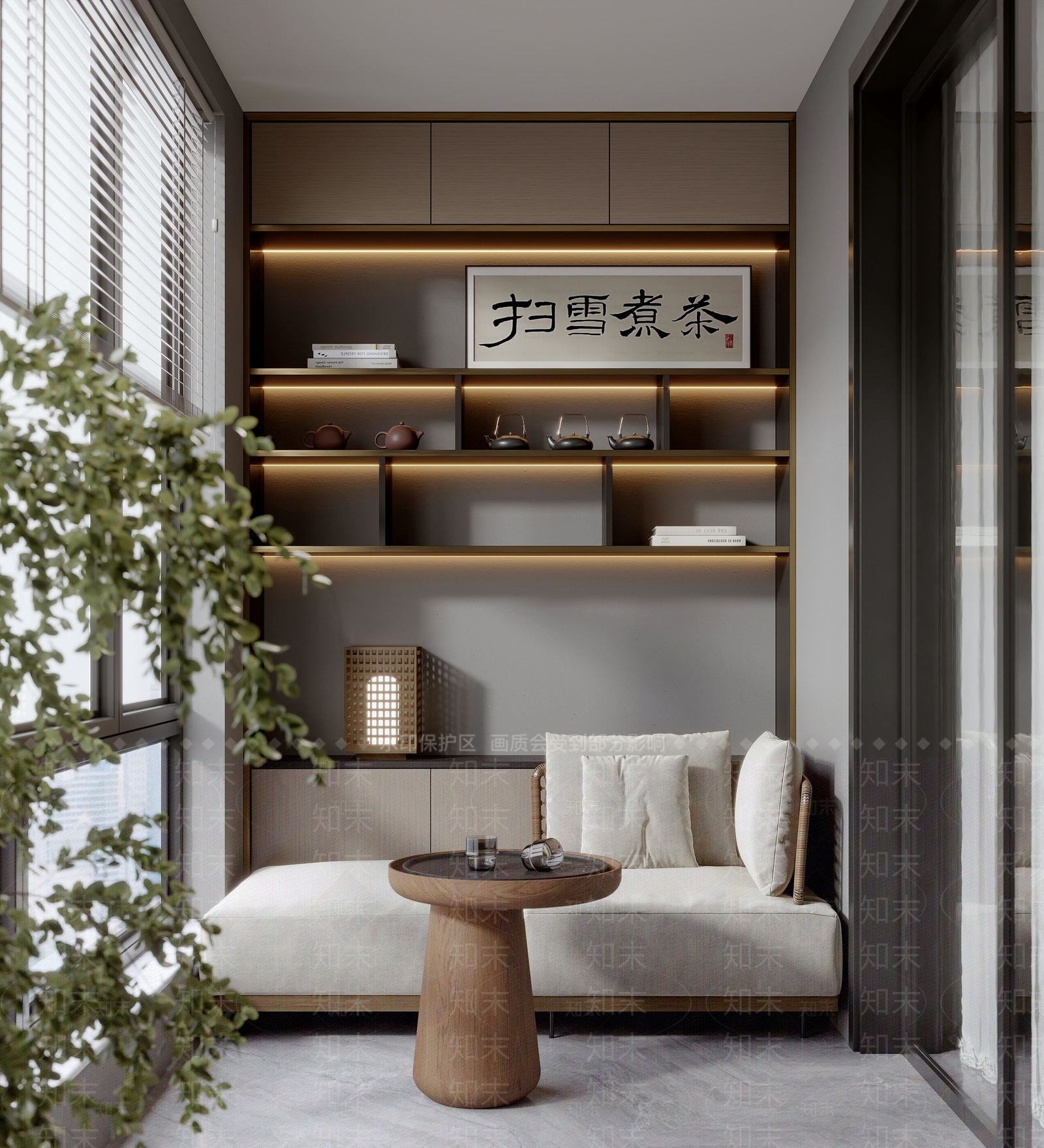 现代禅意阳台3D模型下载【ID:1164393626】